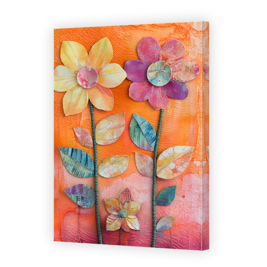 Whimsical Mixed Media Floral Art