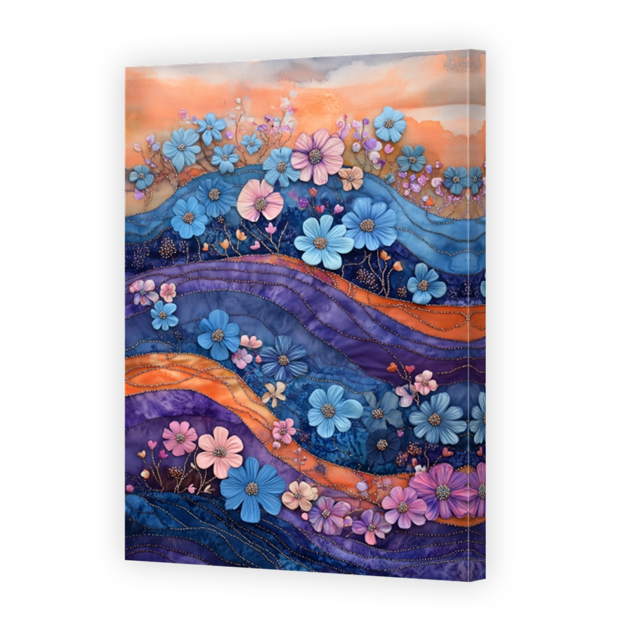 Whimsical Textile Floral Landscape Art