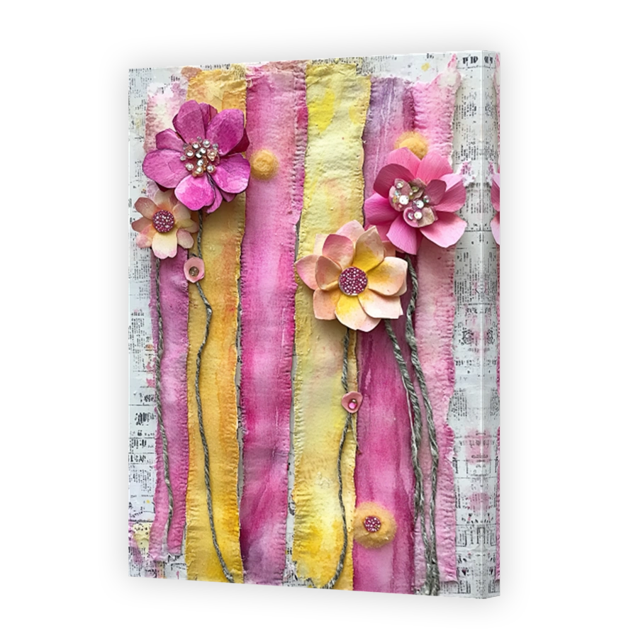 Whimsical Mixed Media Floral Art