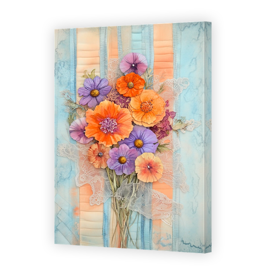 Whimsical Floral Fabric Art