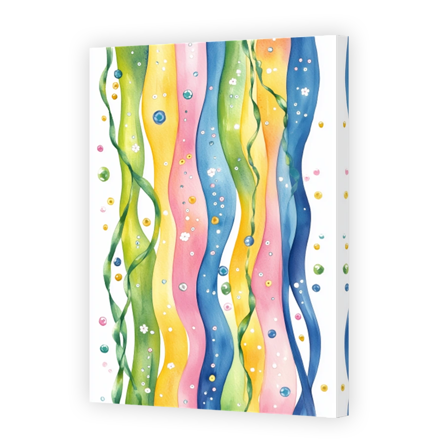 Whimsical Floral Ribbons Watercolour Art
