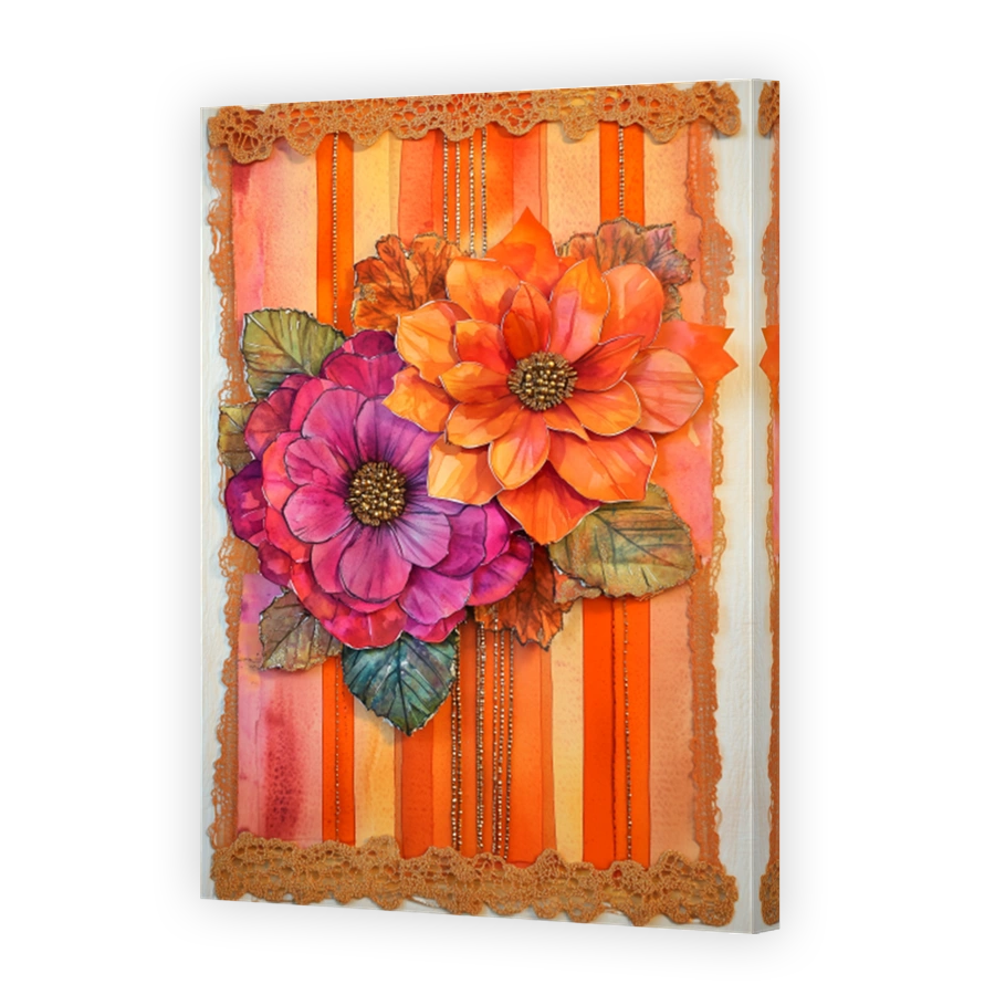 Vibrant Mixed Media Floral Arrangement
