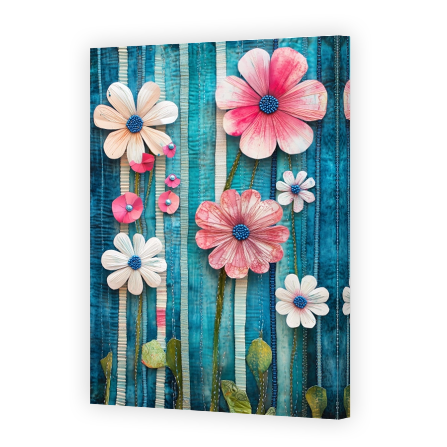 Whimsical Floral Textile Art