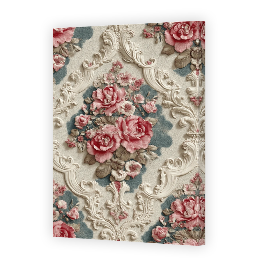 Elegant Damask Floral Textured Wallpaper