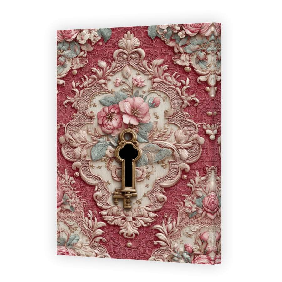 Vintage Key and Floral Decoupage Art