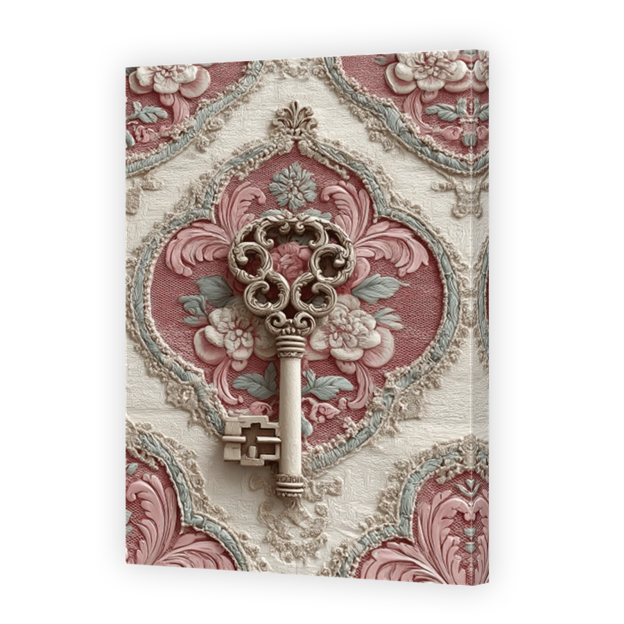 Vintage Key and Floral Decoupage Art