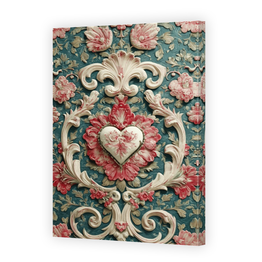Elegant Floral Damask Heart Art