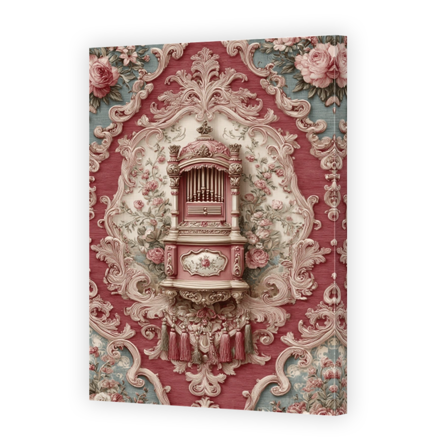 Ornate Pink Music Box Floral Decoupage