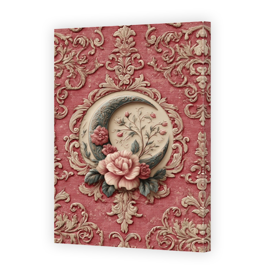 Elegant Floral Decoupage with Crescent Moon