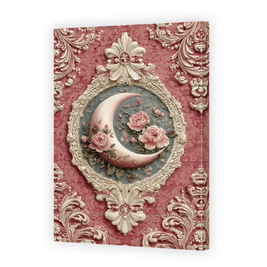 Crescent Moon and Floral Decoupage Art
