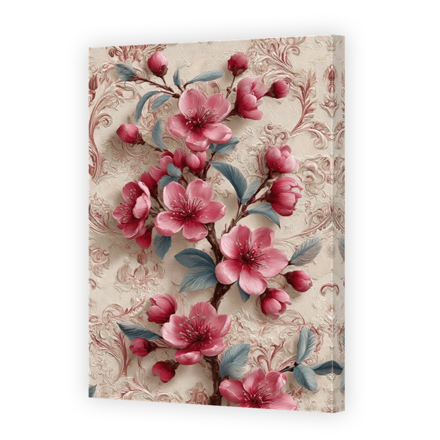 Pink Cherry Blossoms on Textured Background