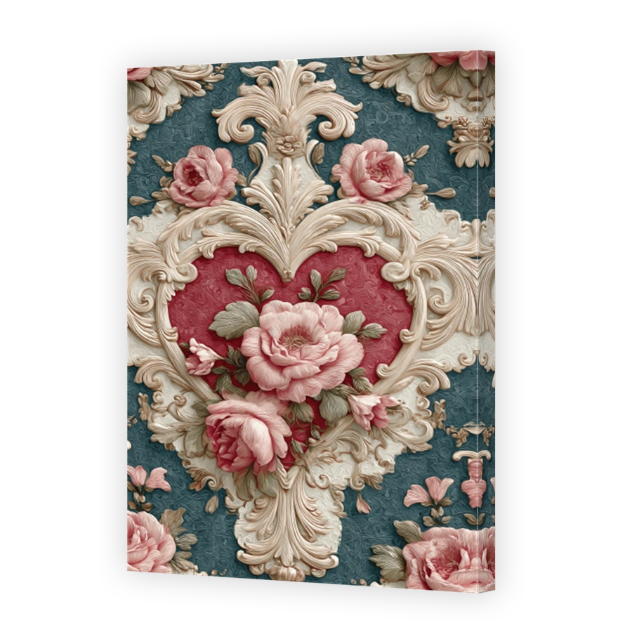 Elegant Pink Floral Damask Textured Print