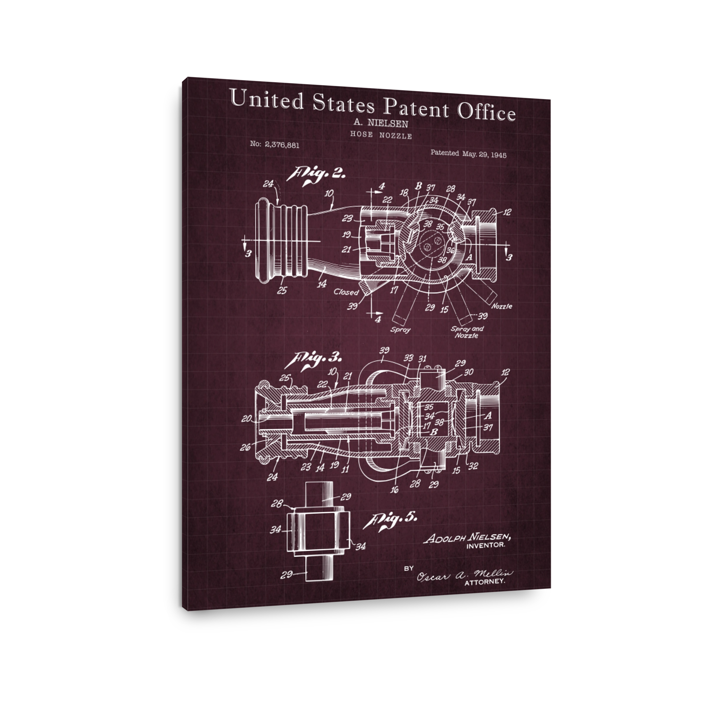 Vintage Hose Nozzle Patent Drawing
