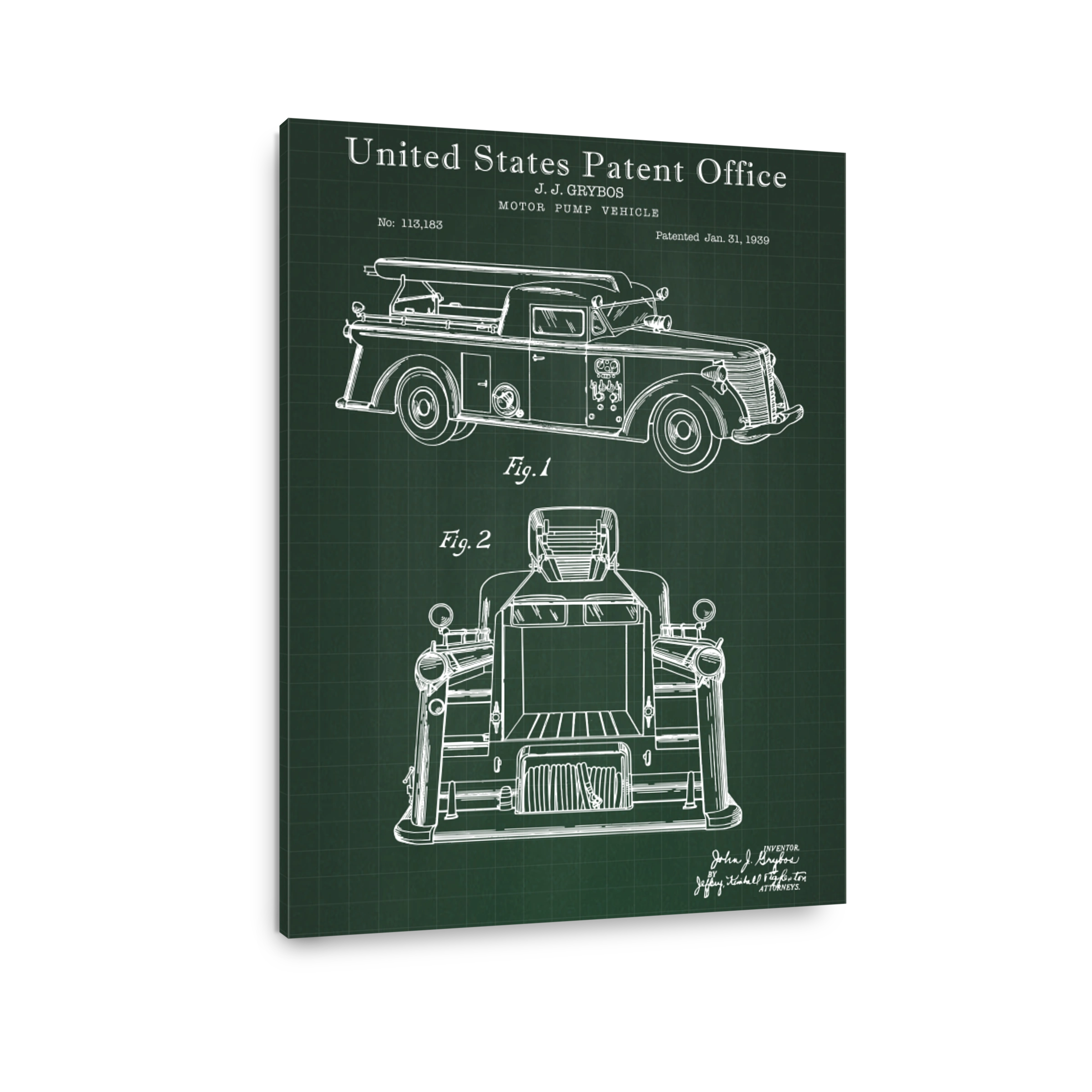 Vintage Fire Truck Patent Blueprint
