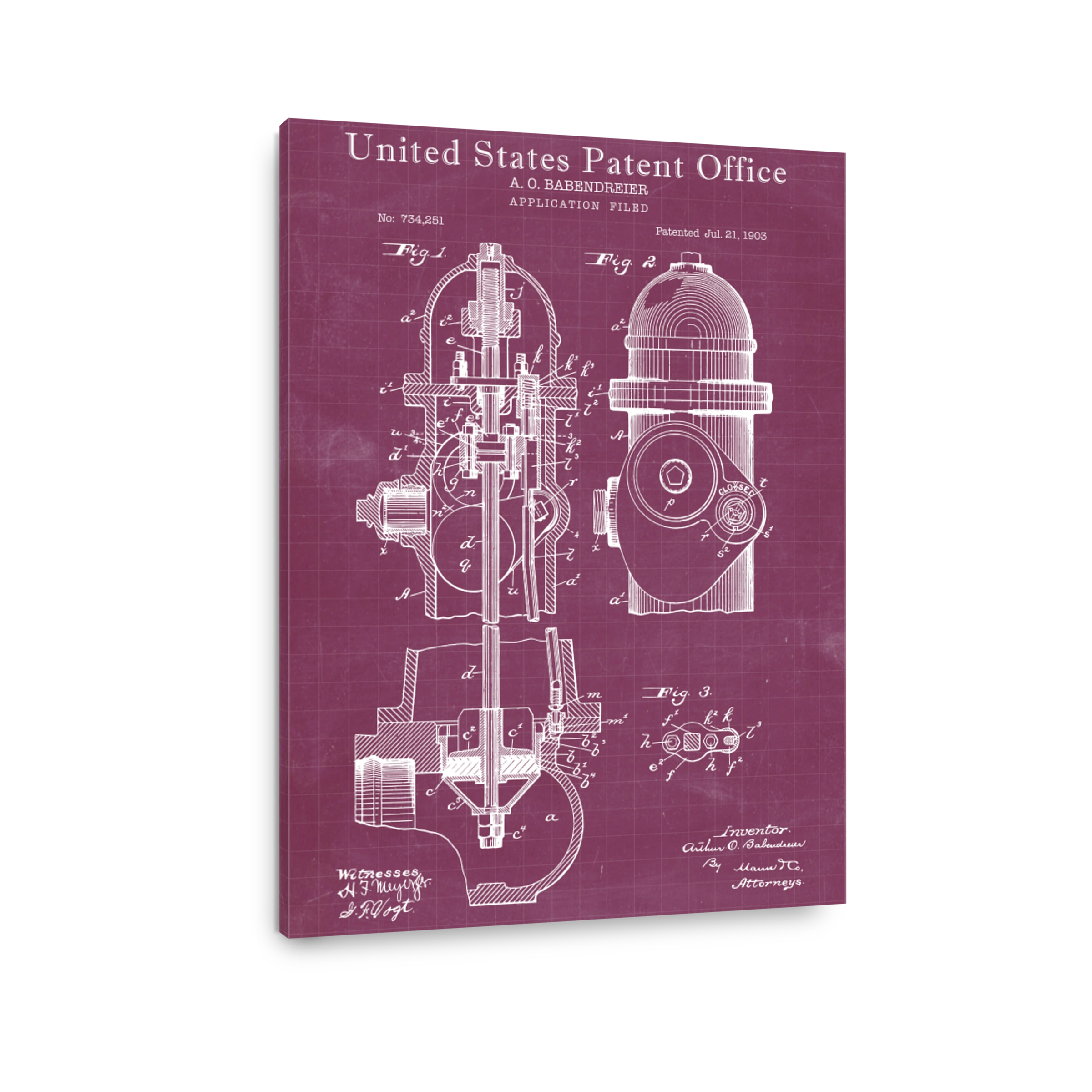 Fire Hydrant Patent Blueprint Art