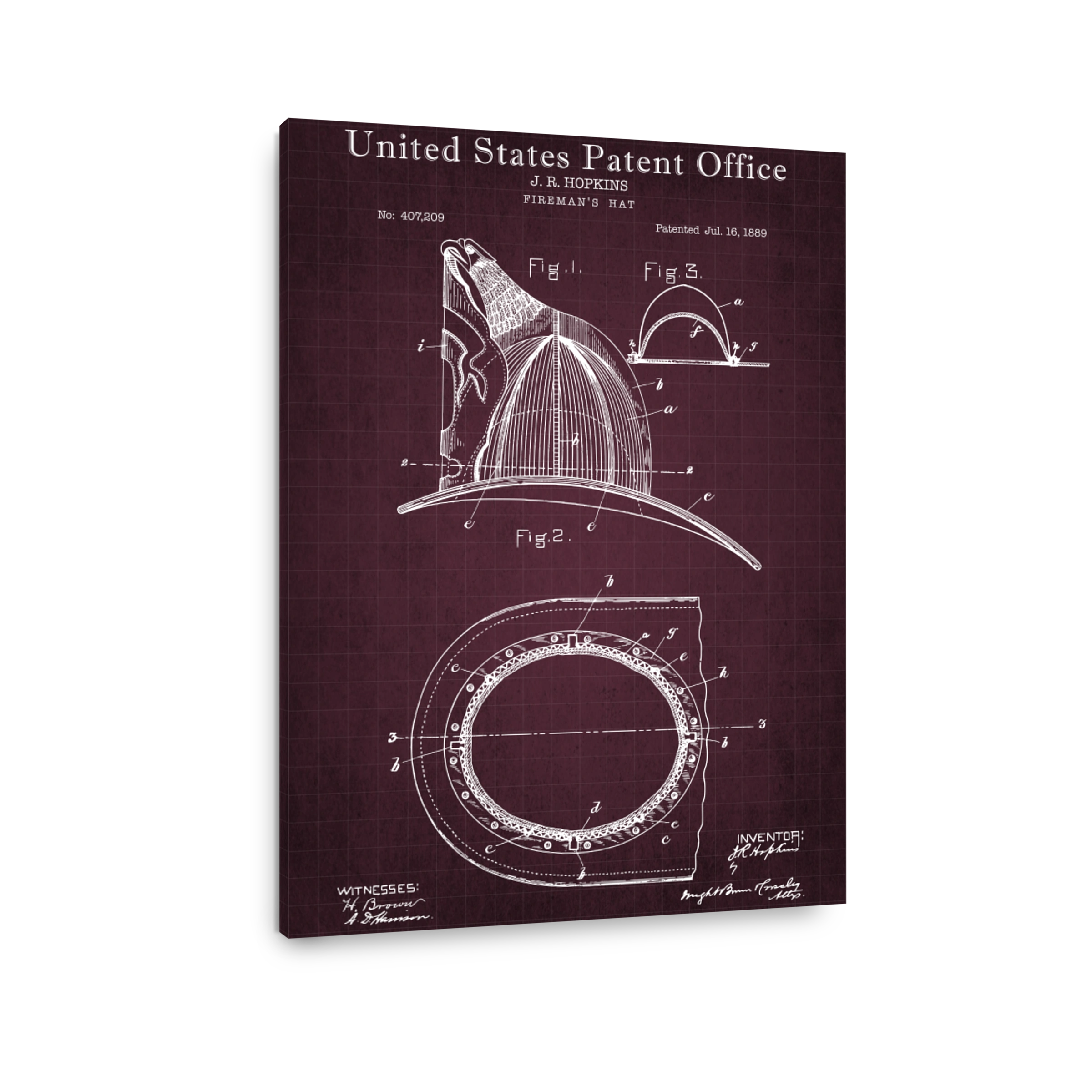 Fireman's Hat Patent Drawing