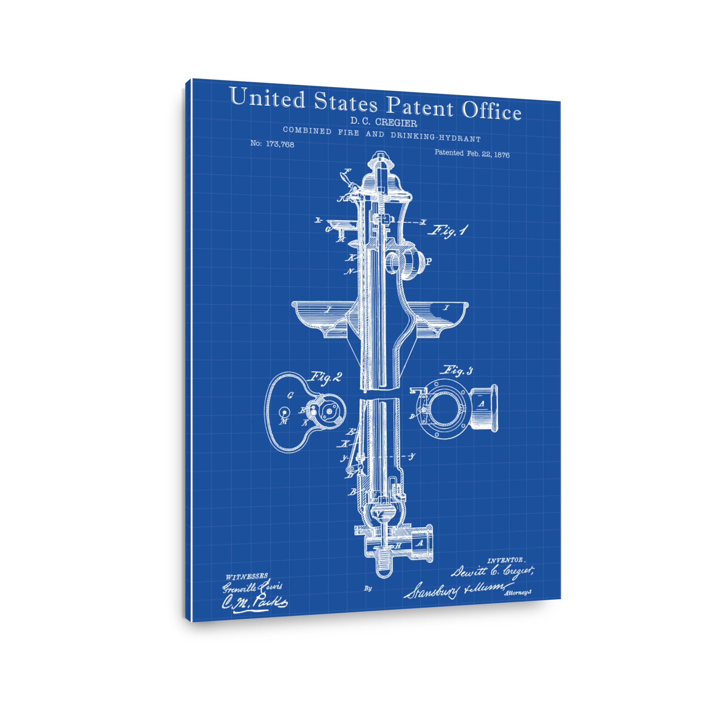 Fire Hydrant Patent Blueprint Art