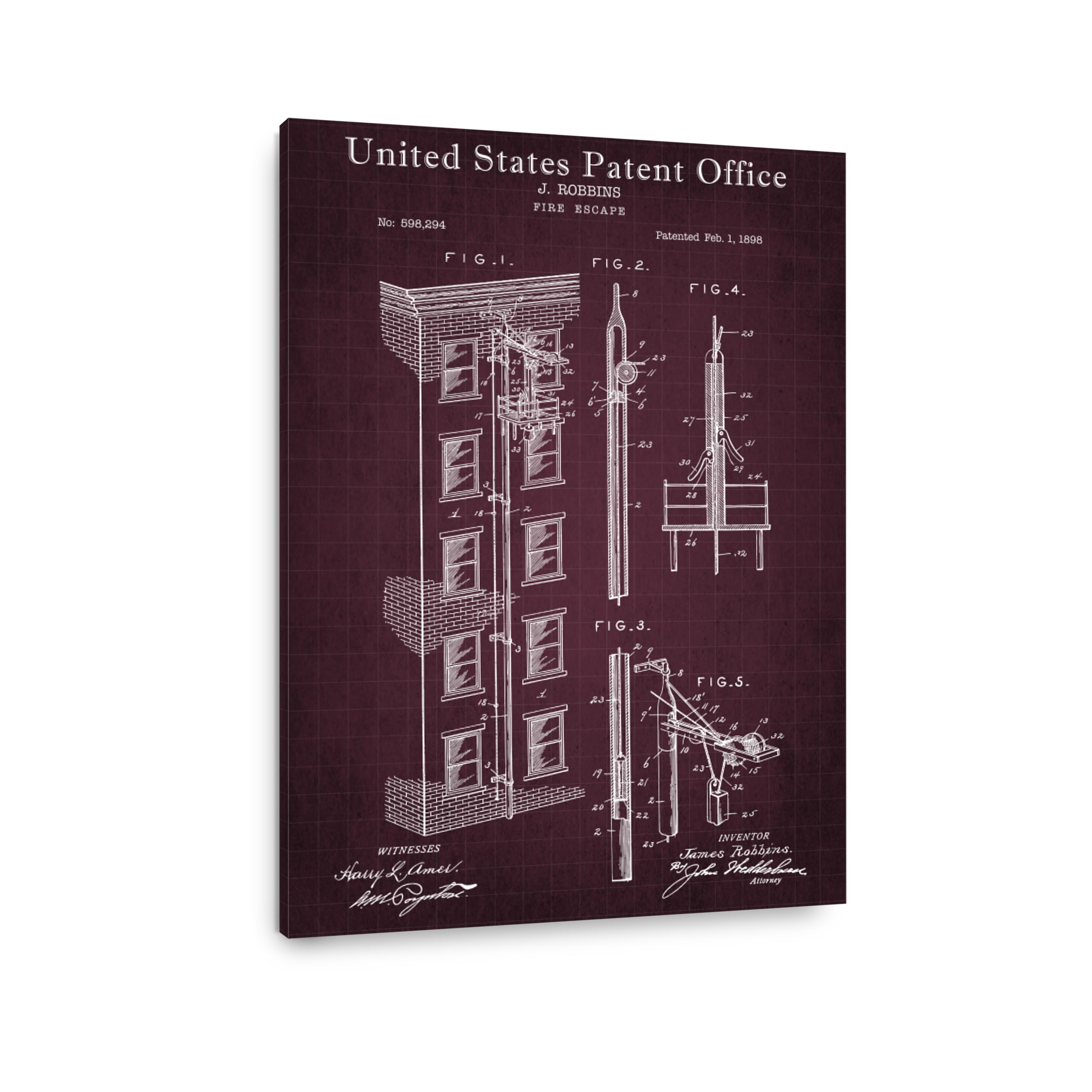 Fire Escape Patent Blueprint
