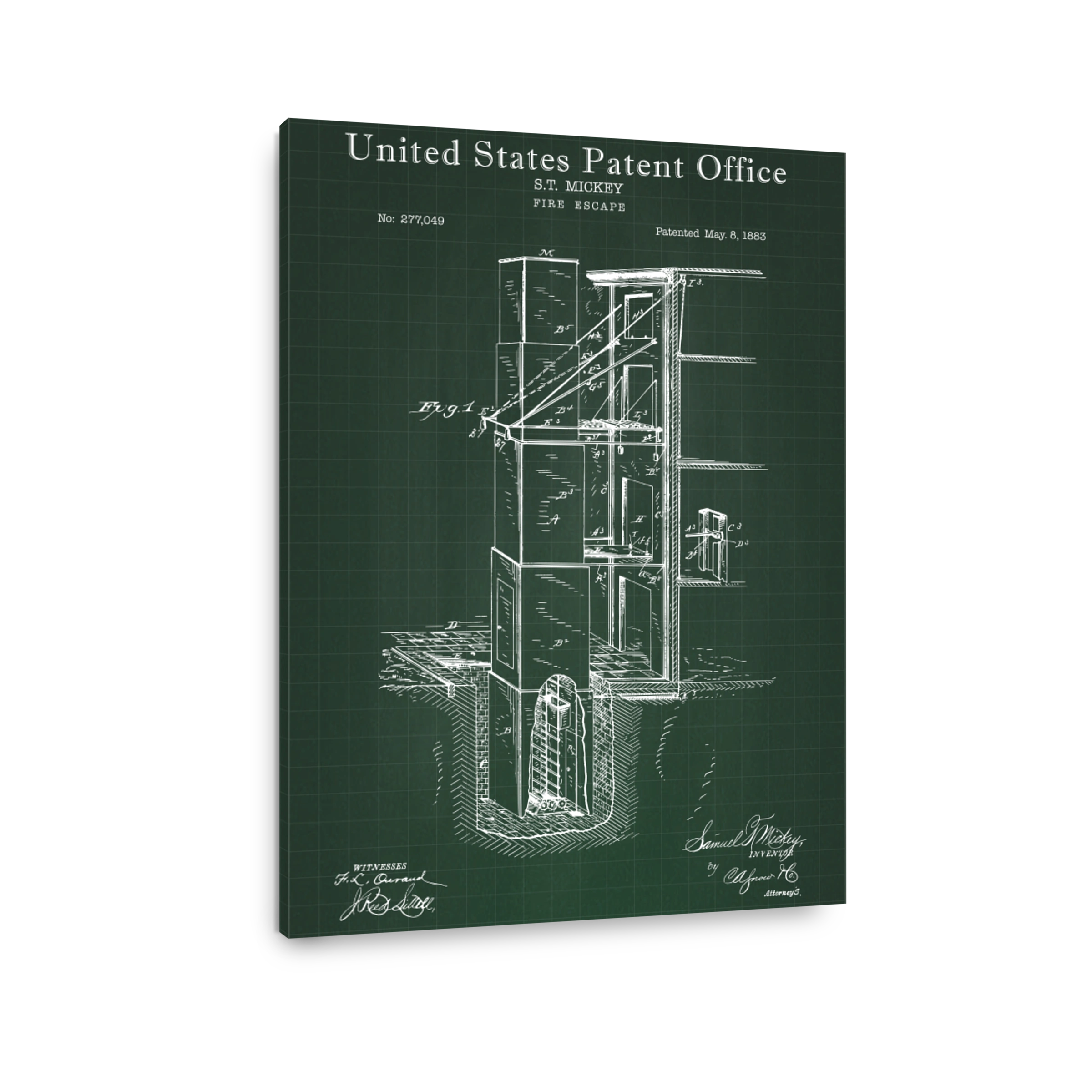 Vintage Fire Escape Patent Drawing