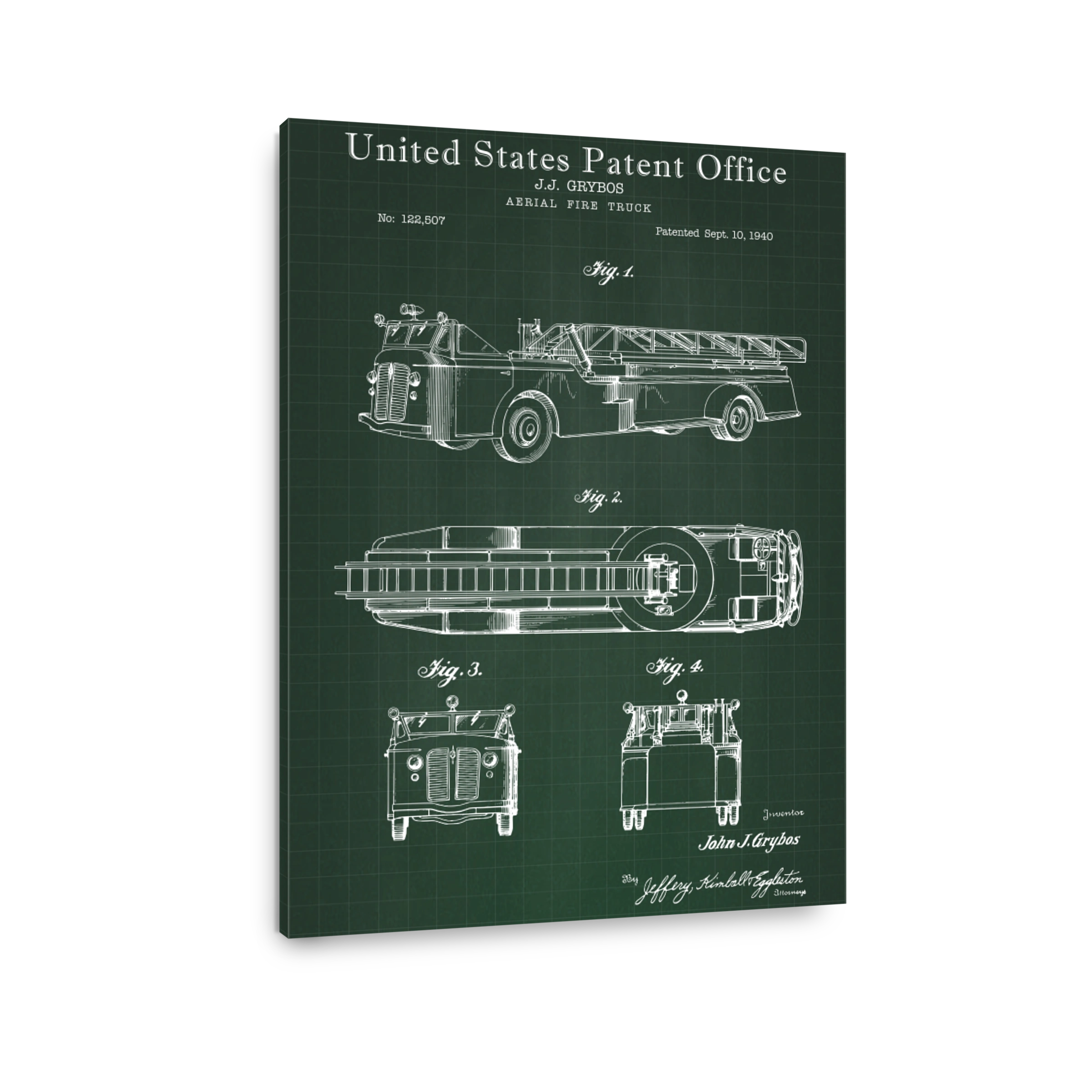 Vintage Fire Truck Patent Blueprint