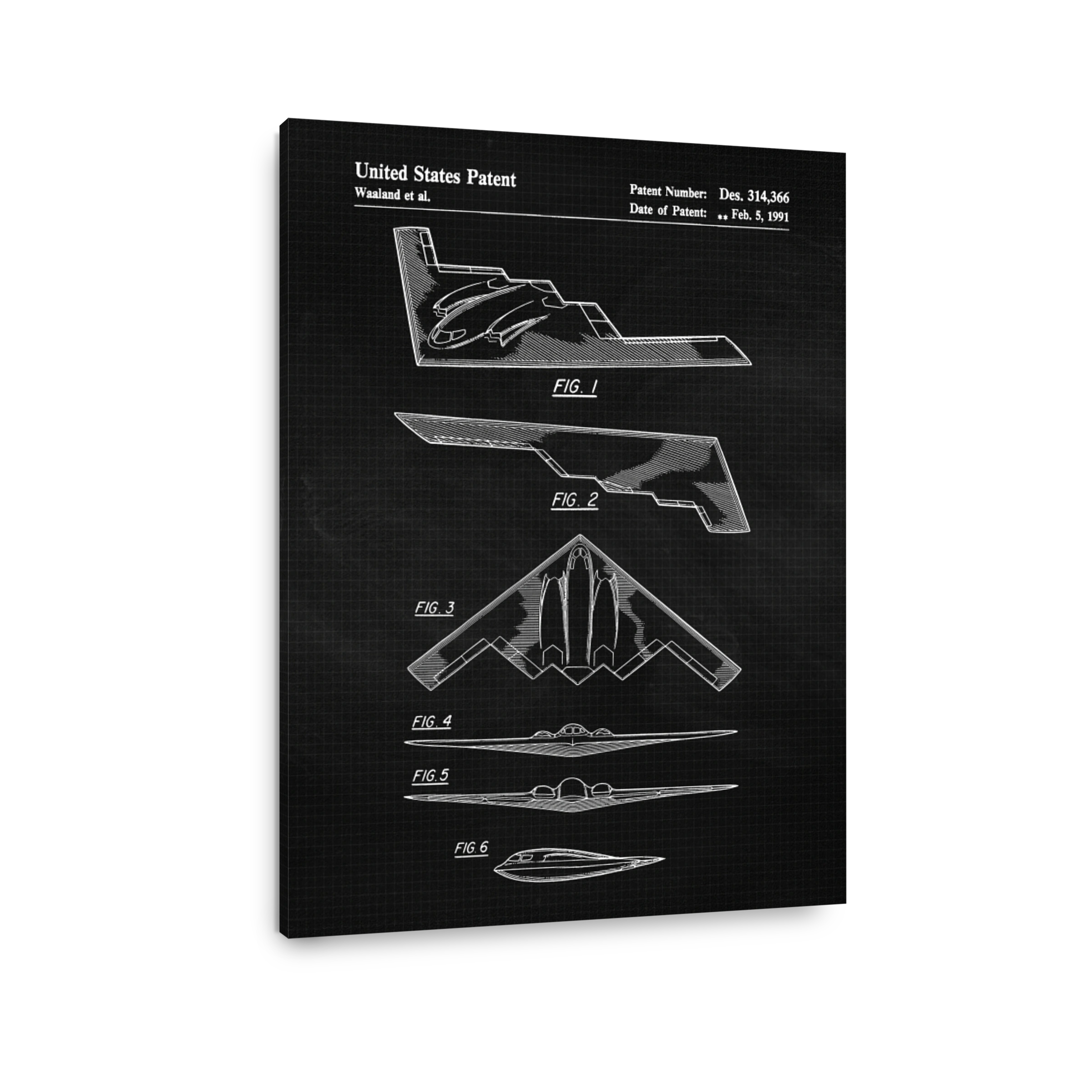 Stealth Bomber Patent Blueprint Art