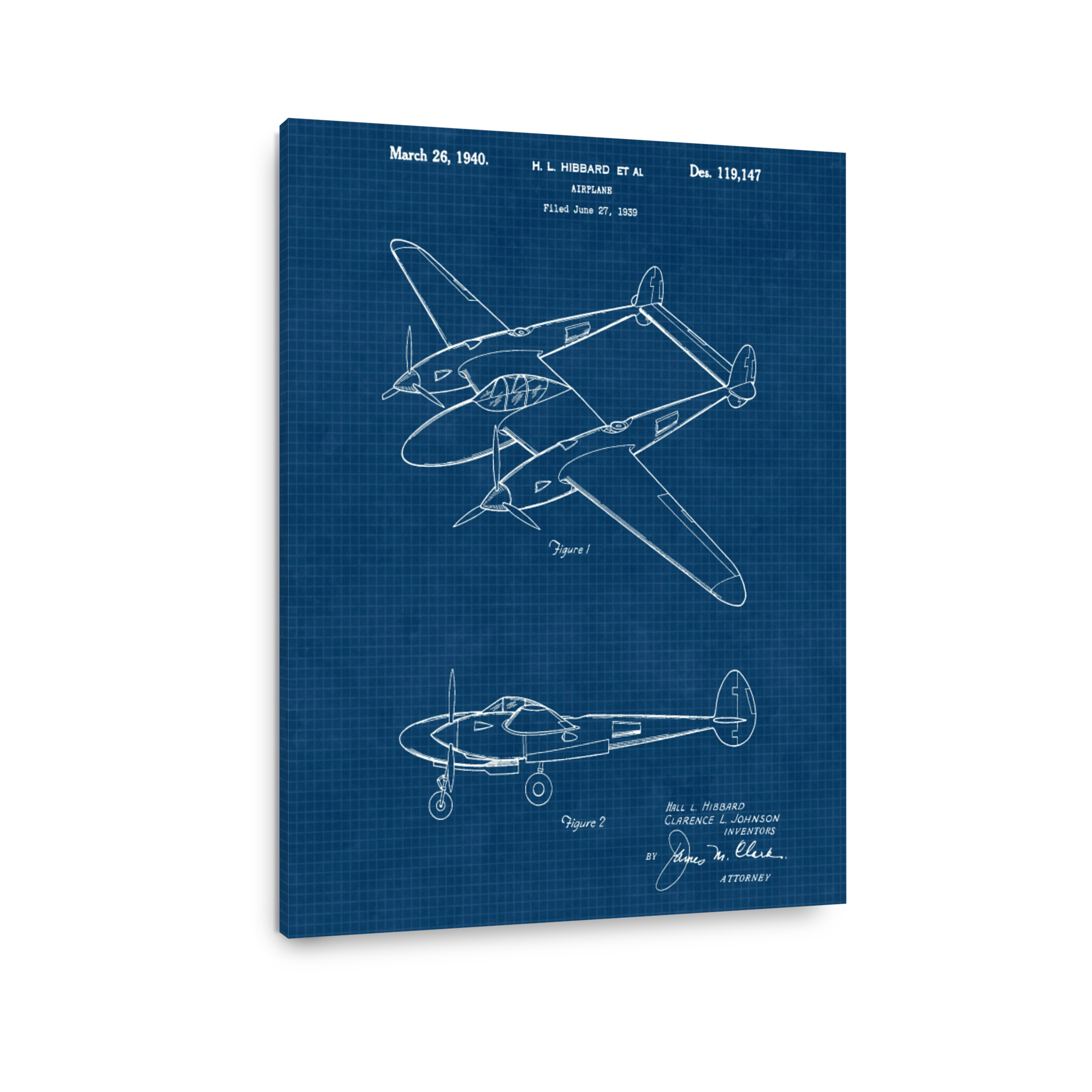 Vintage Airplane Blueprint Art