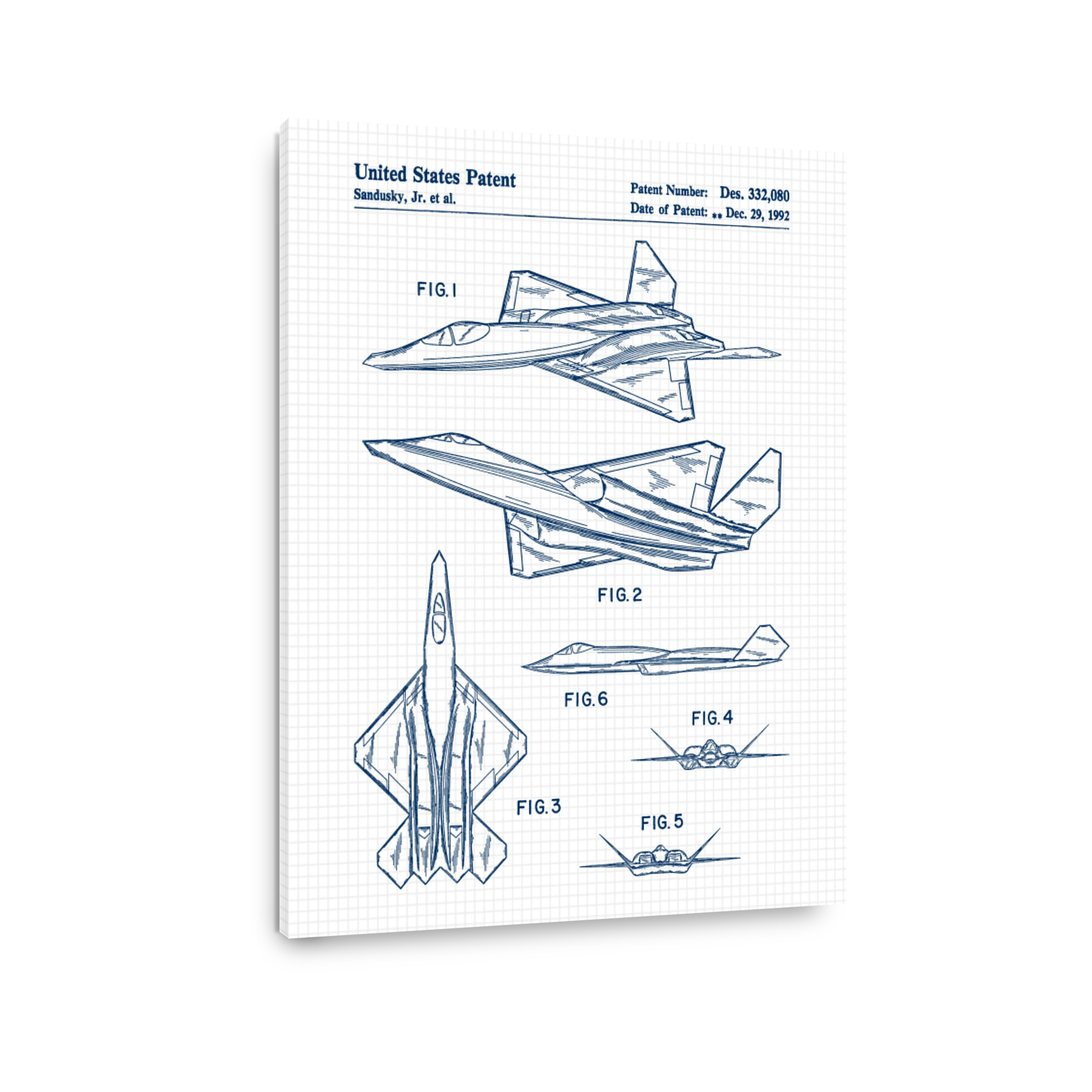 Fighter Jet Patent Blueprint Art