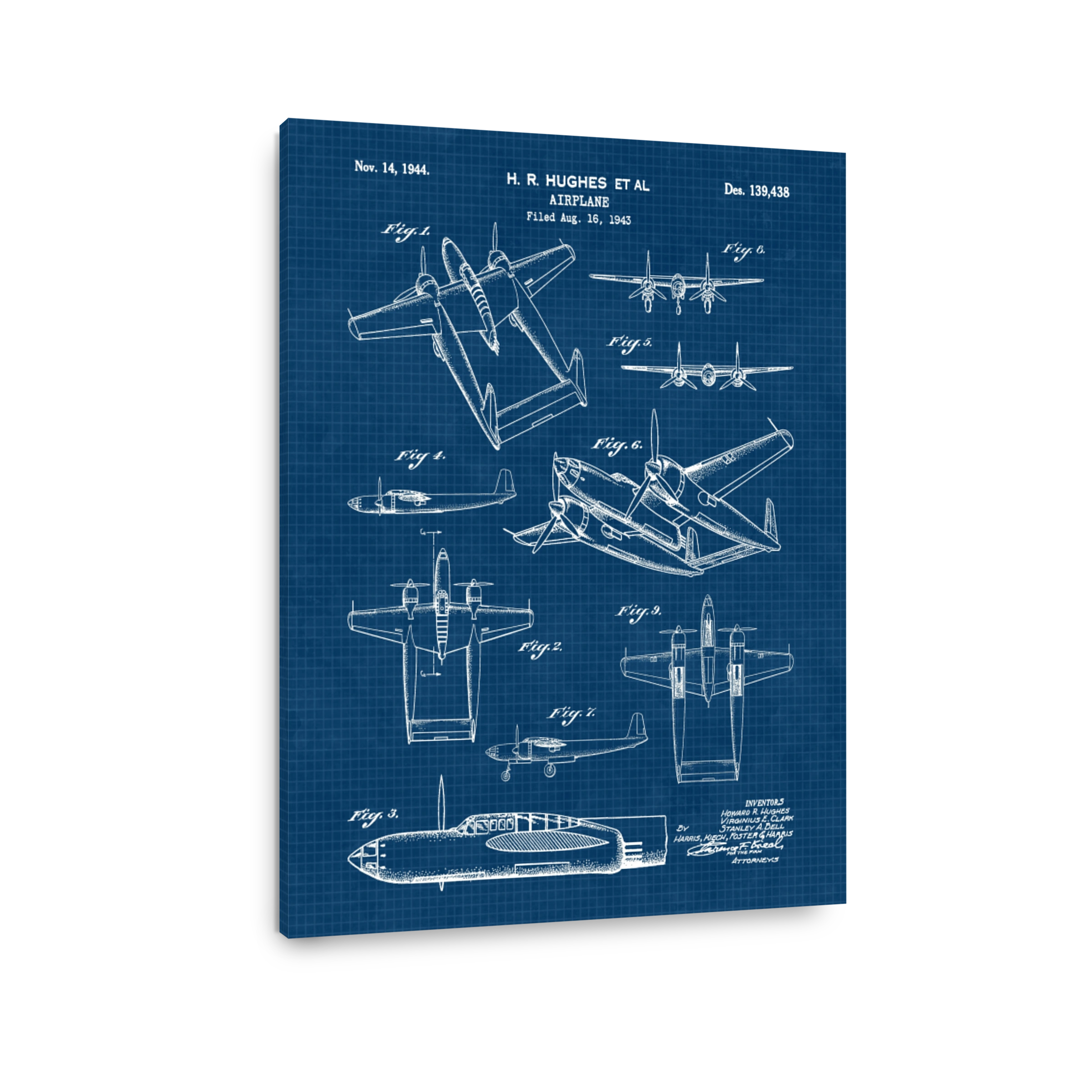 Vintage Airplane Blueprint Art