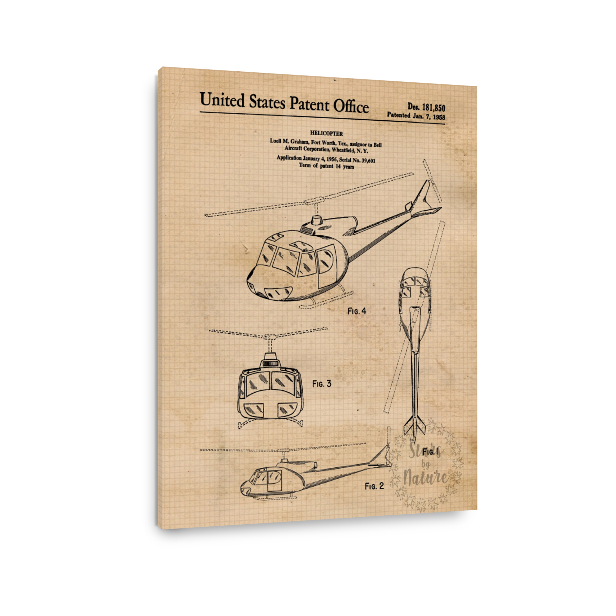 Vintage Helicopter Patent Blueprint