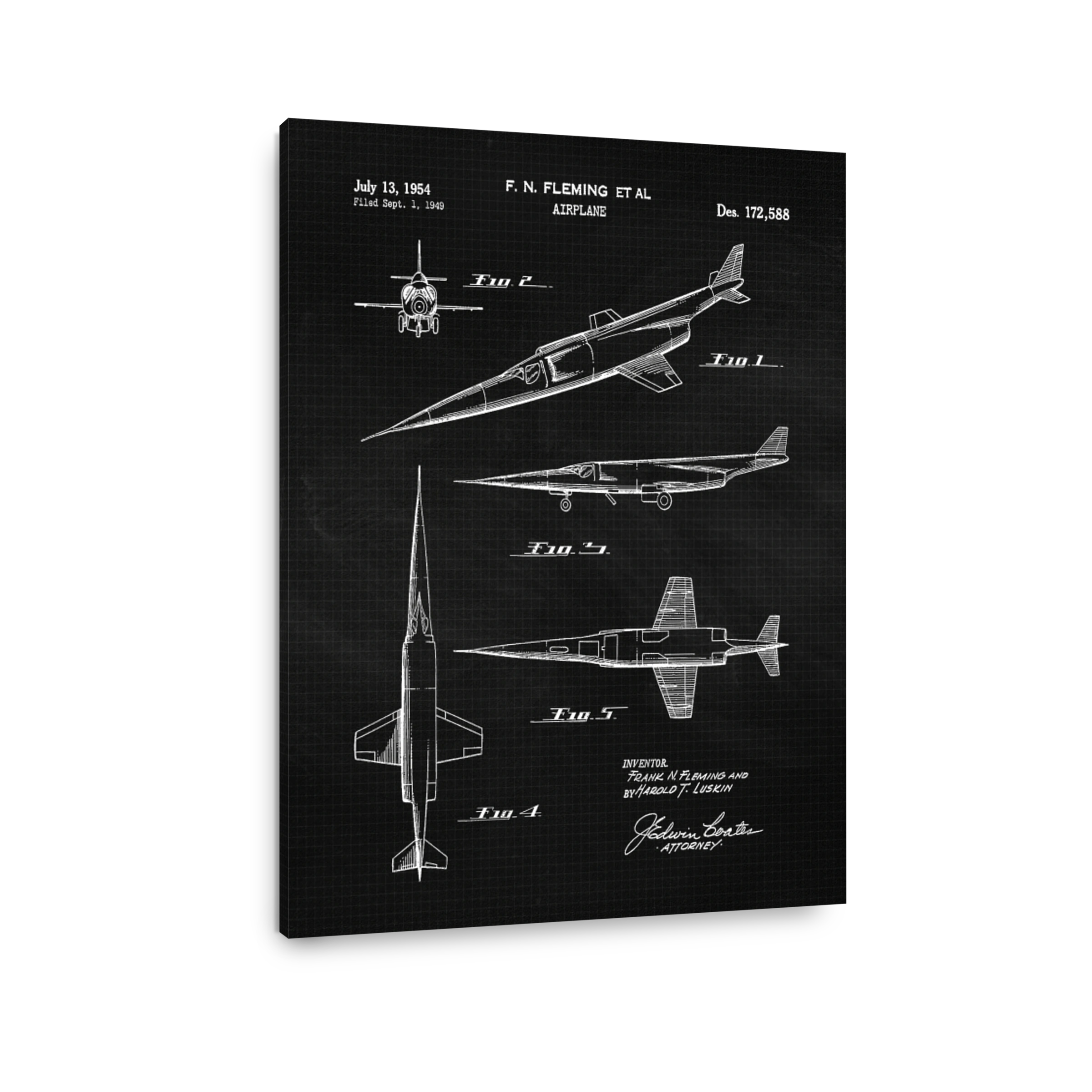 Vintage Airplane Blueprint Art