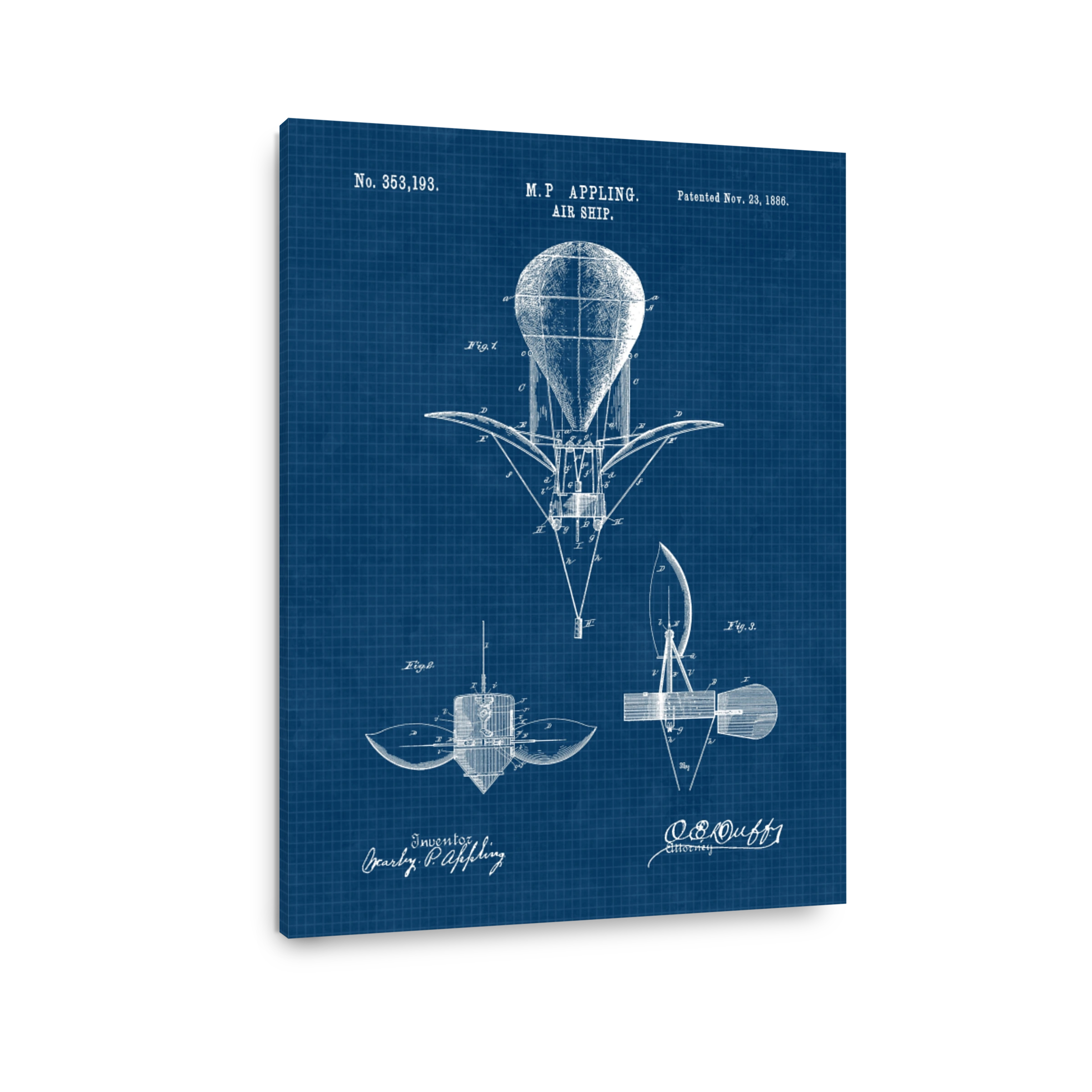 Vintage Airship Blueprint Patent Art