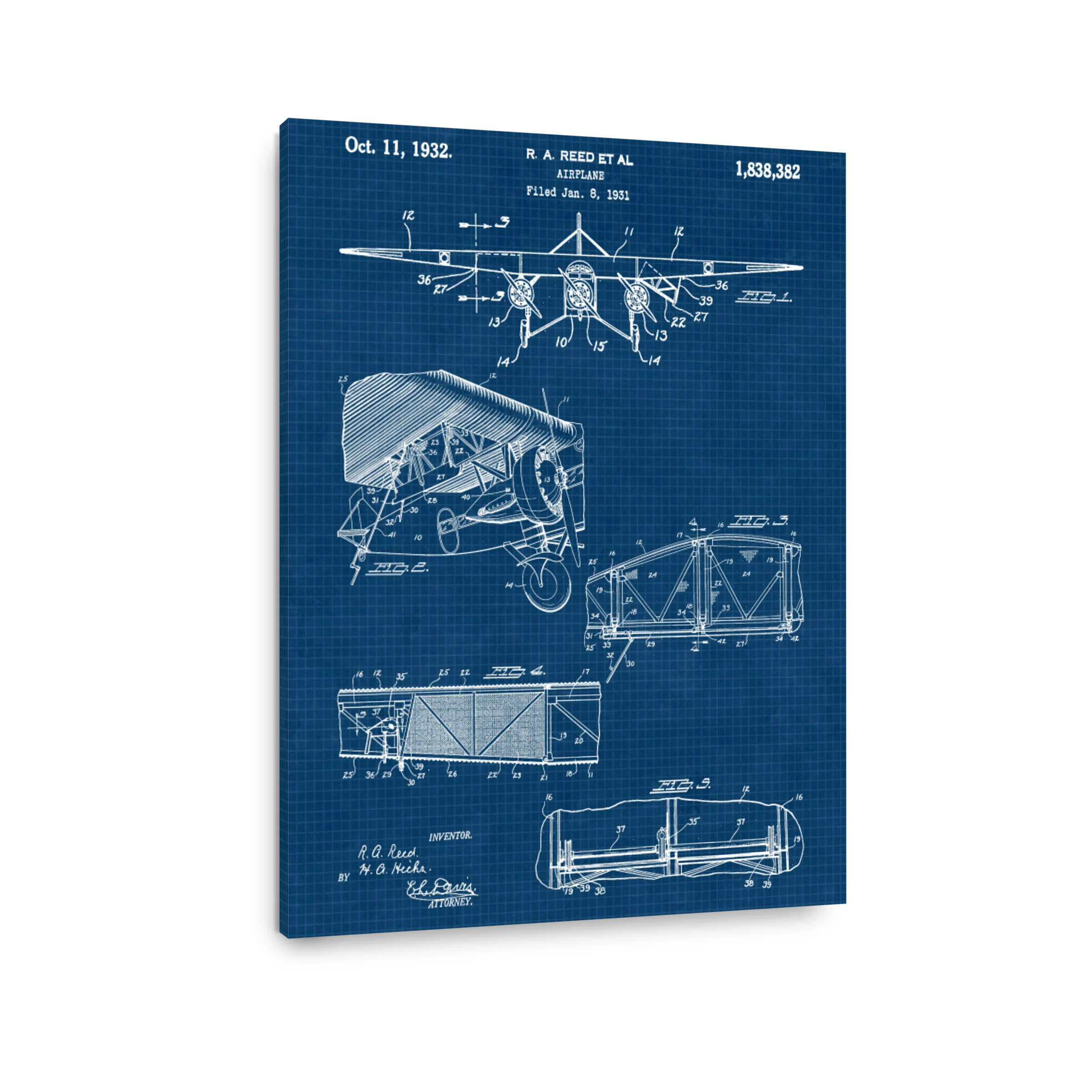 Vintage Airplane Blueprint Design