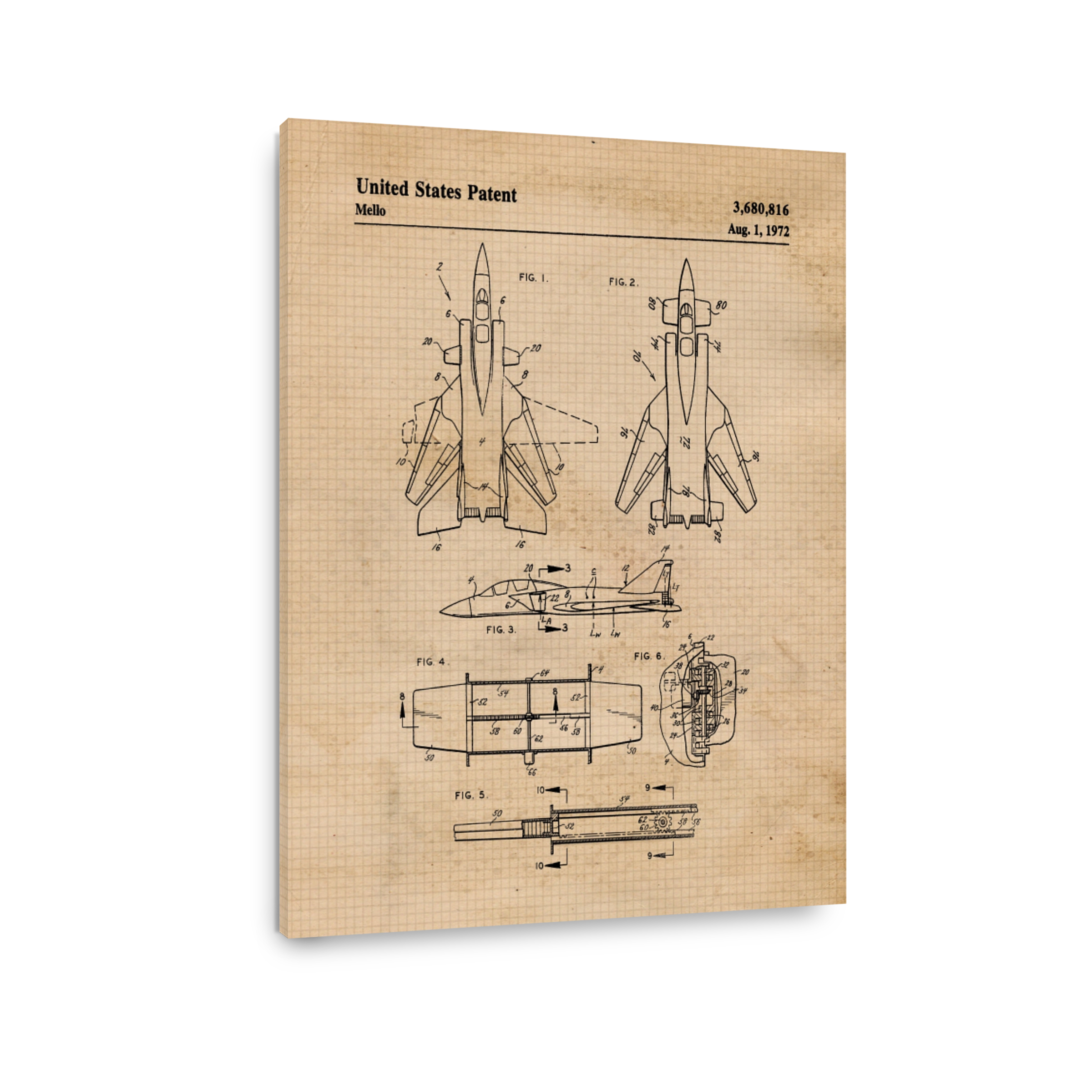 Fighter Jet Patent Blueprint Art