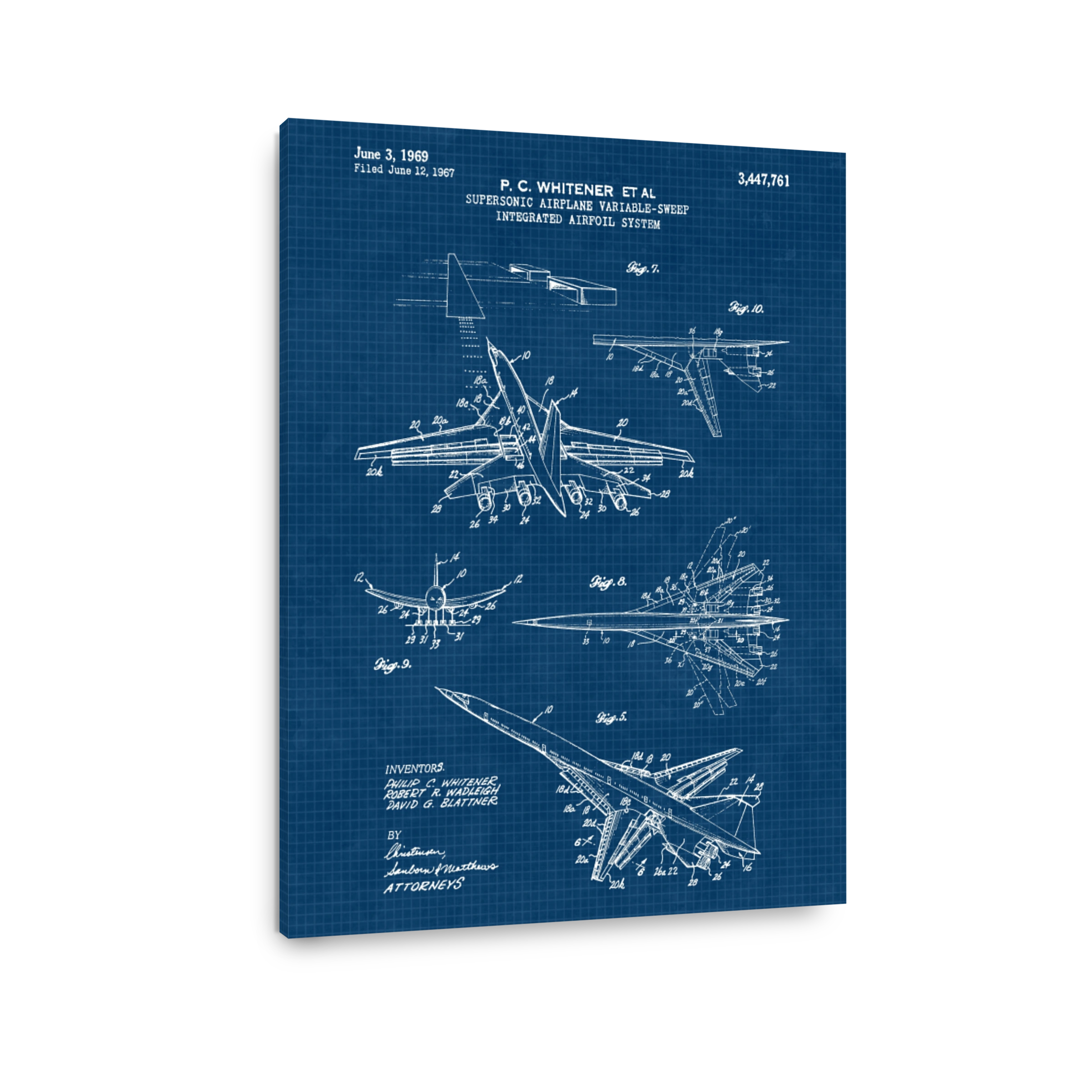 Supersonic Airplane Blueprint Art