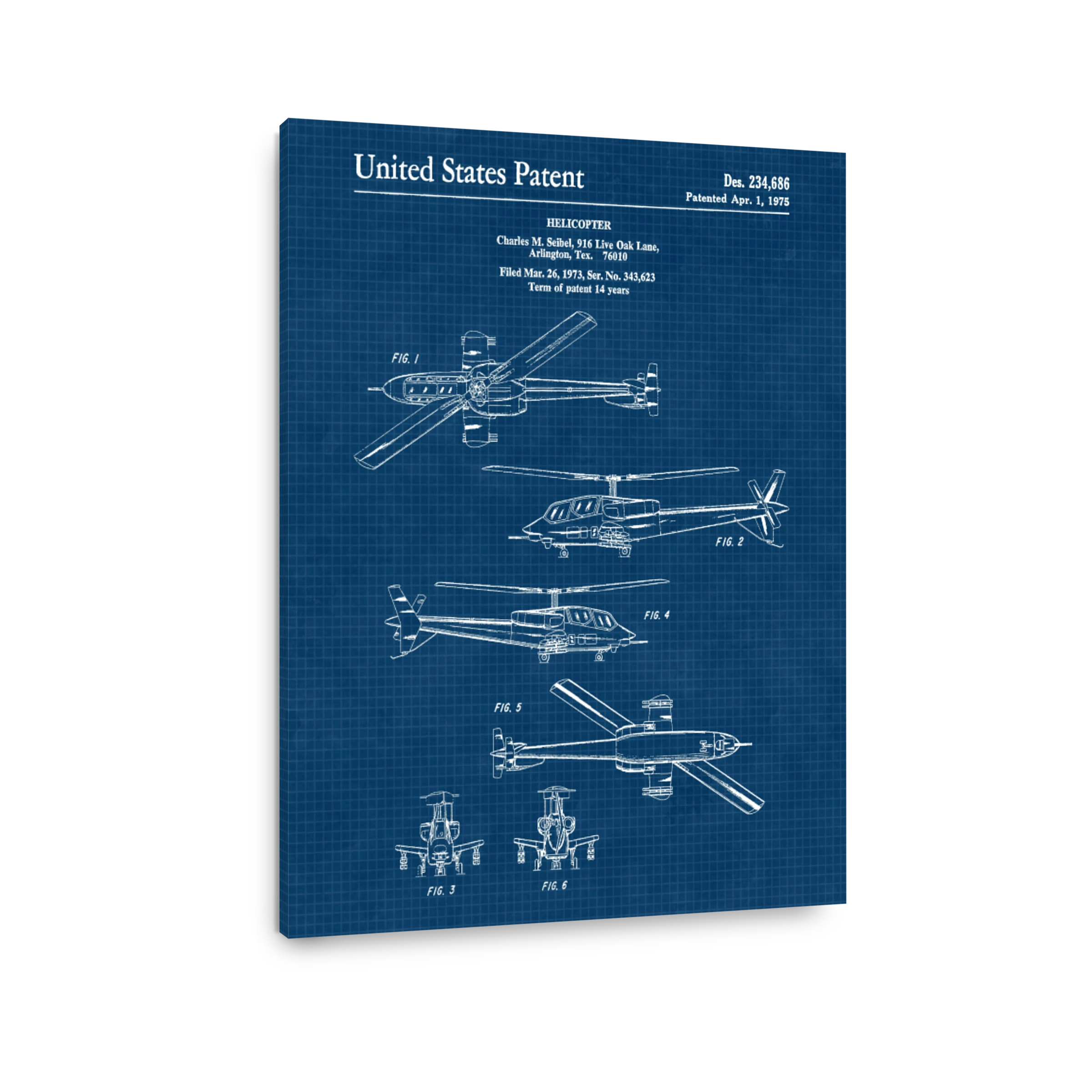 Vintage Helicopter Patent Blueprints