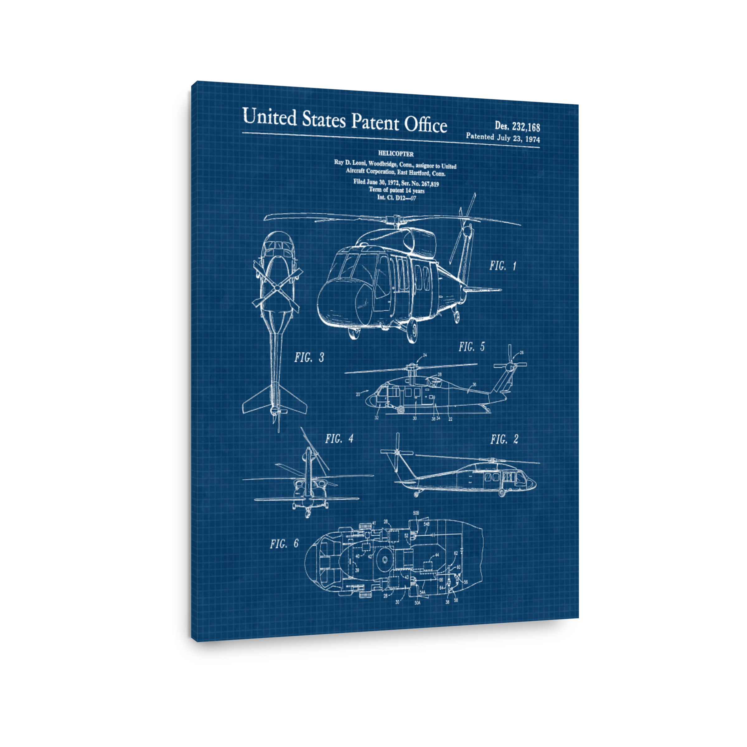 Helicopter Patent Blueprint Art