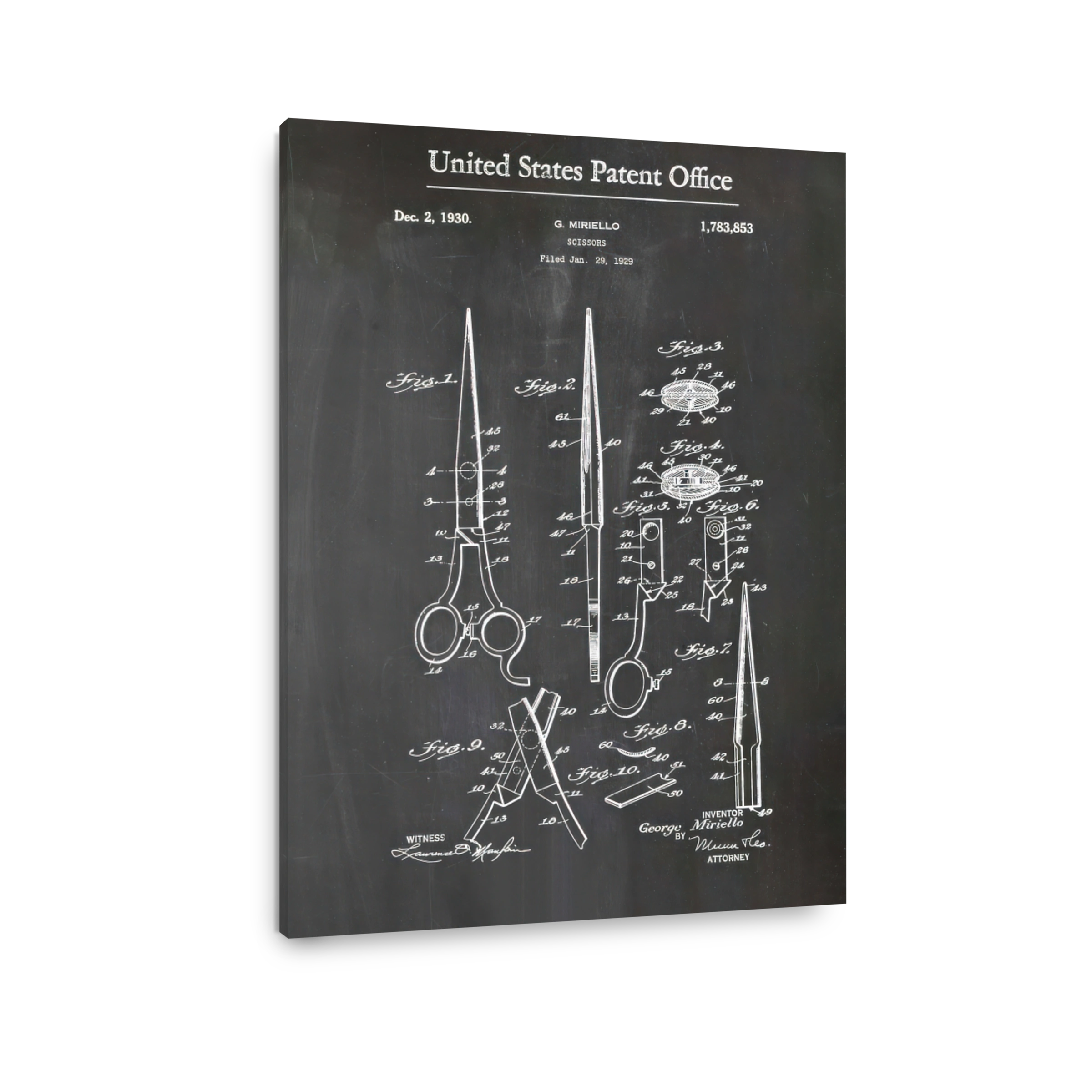 Vintage Scissors Patent Blueprint Art