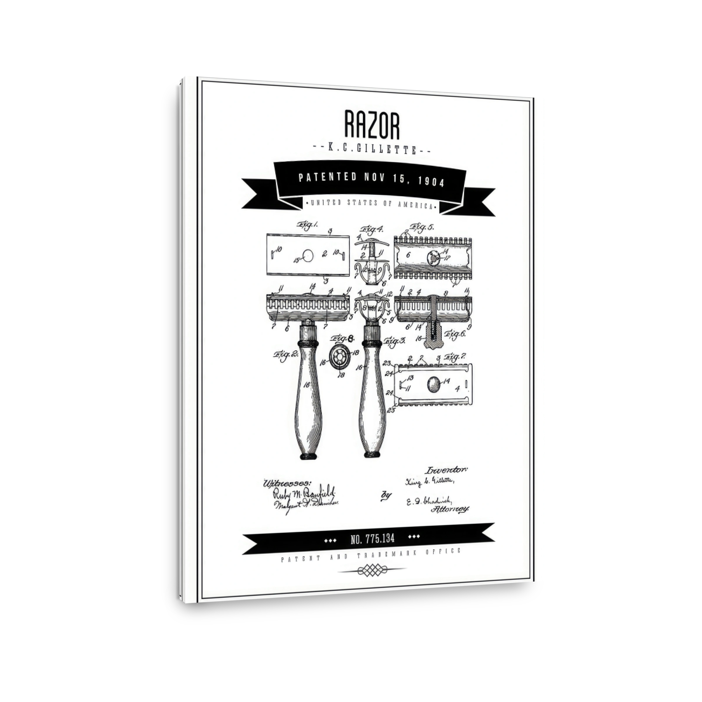 Gillette Razor Patent Blueprint