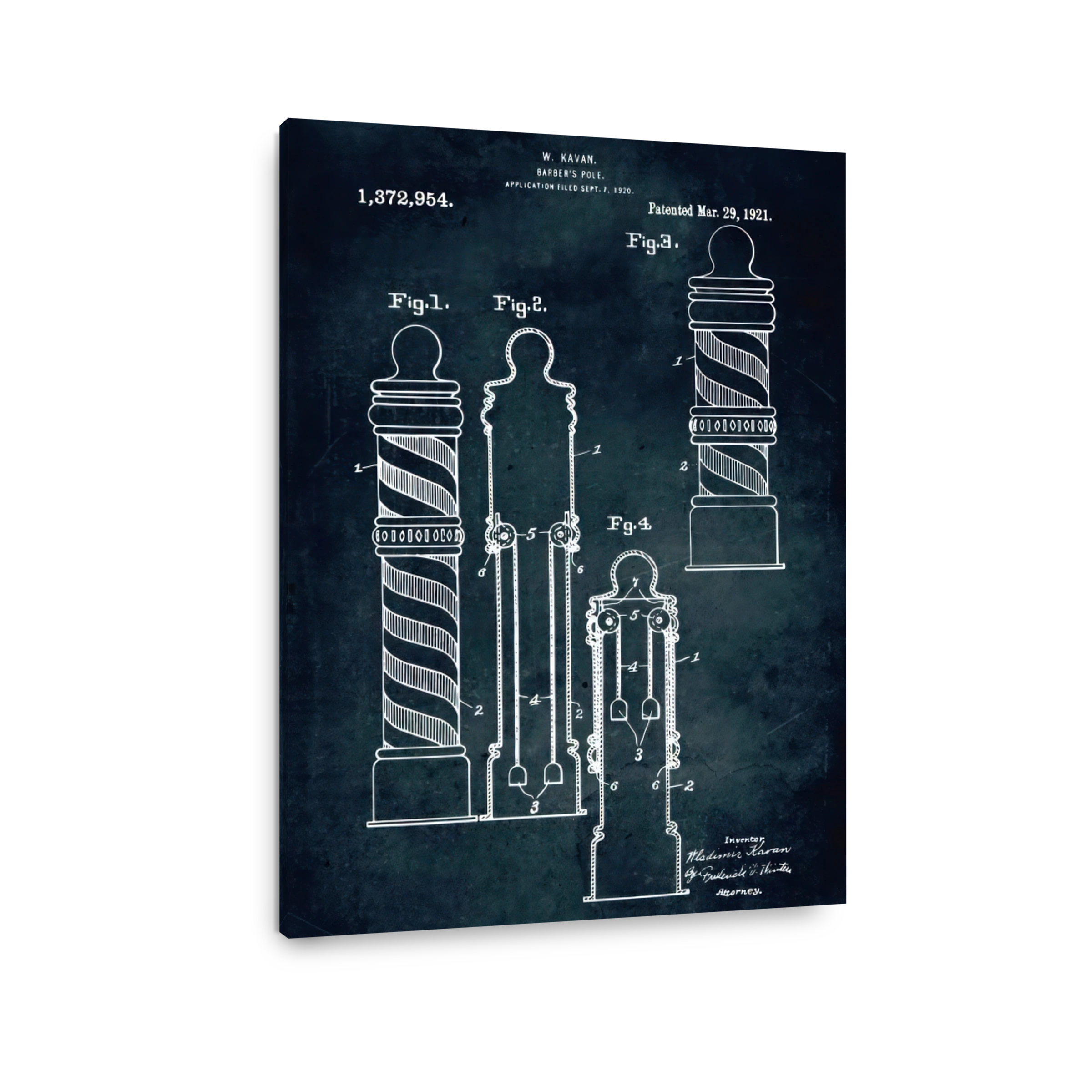 Barber's Pole Patent Blueprint Art