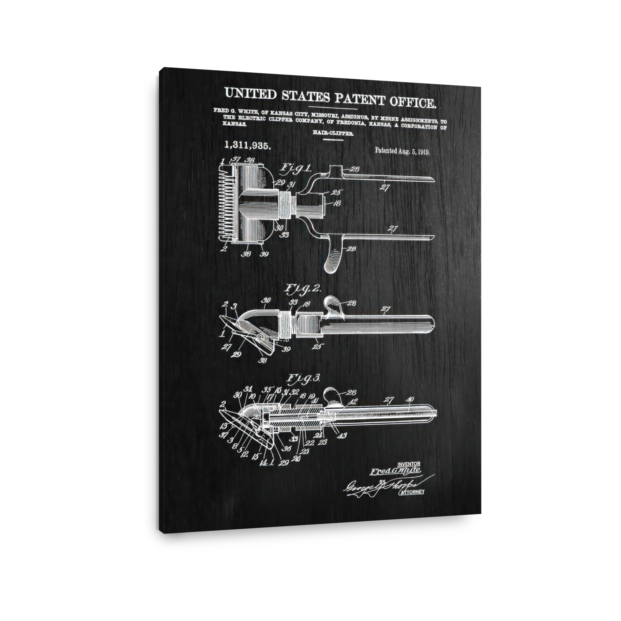 Vintage Hair Clipper Patent Blueprint
