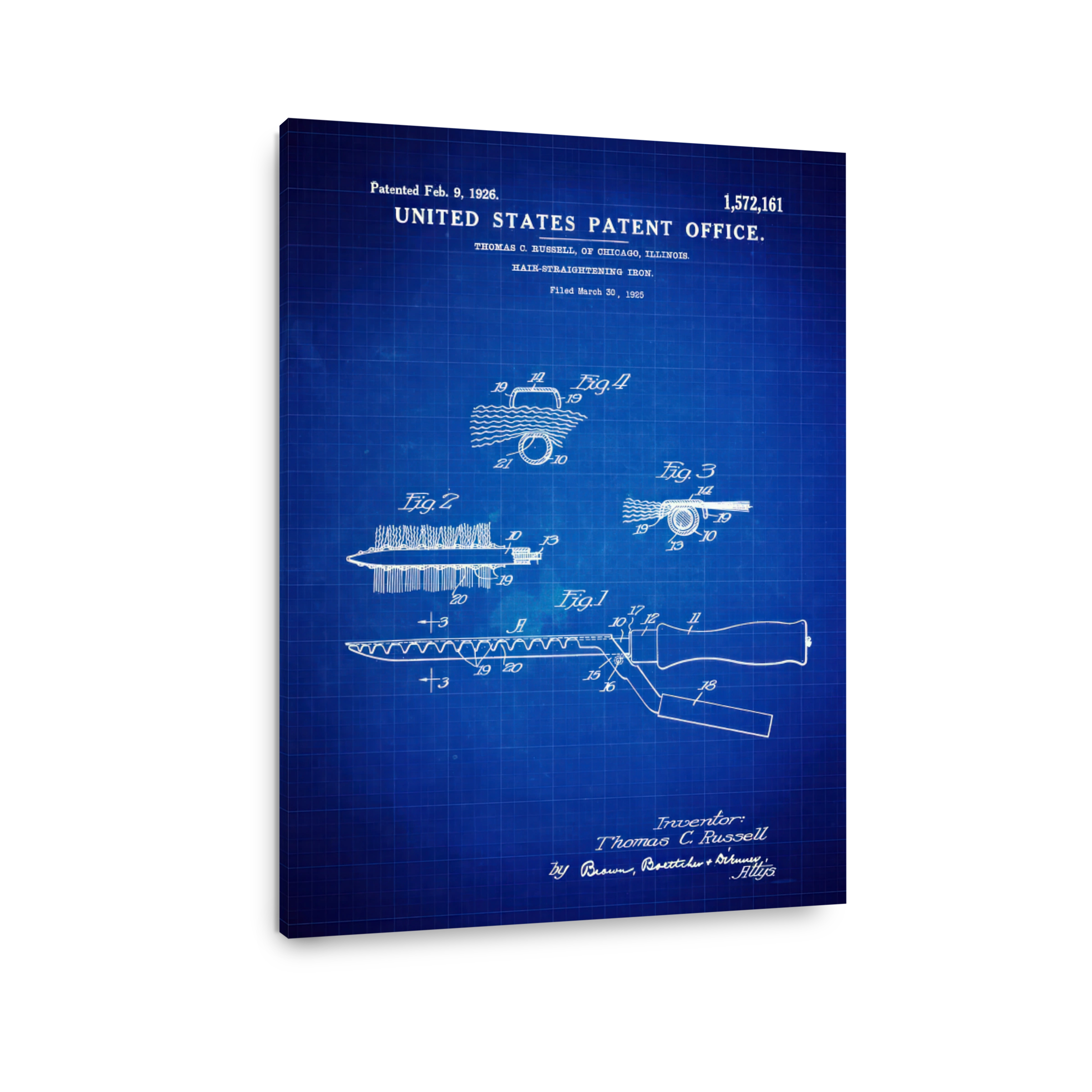 Vintage Hair Straightening Iron Patent Blueprint