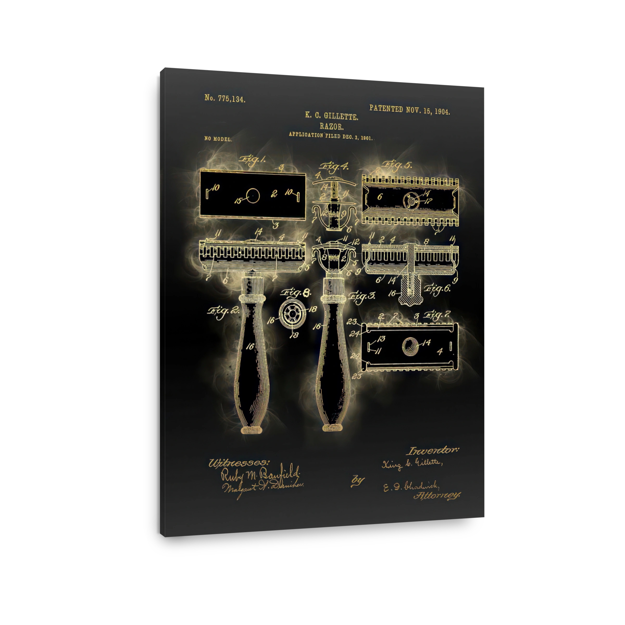 Gillette Razor Patent Blueprint Art
