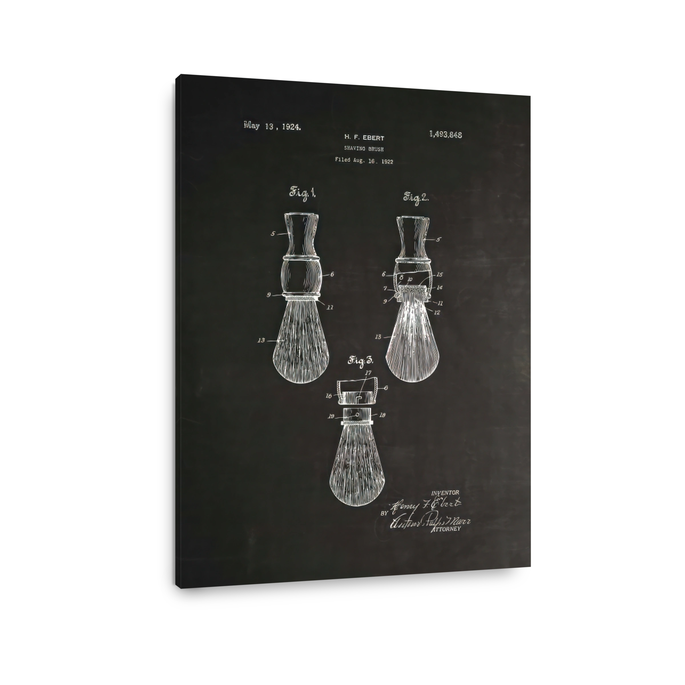 Shaving Brush Patent Blueprint Art