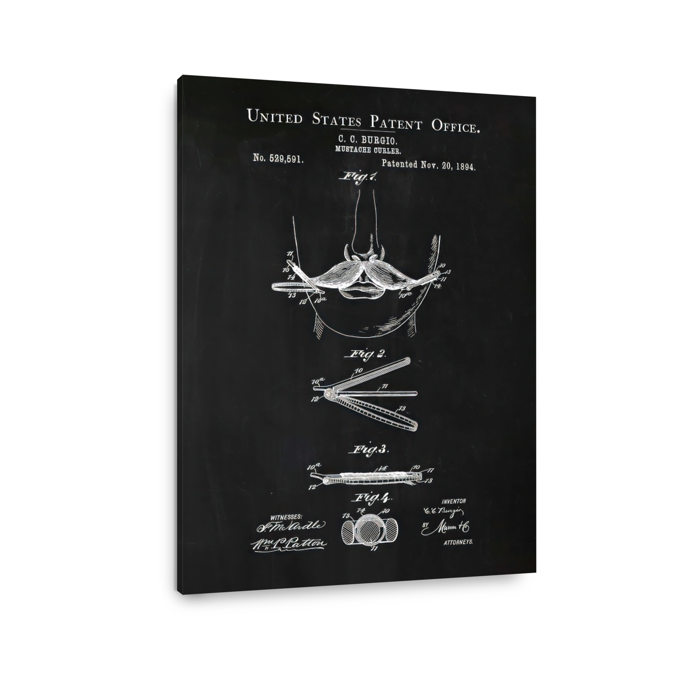 Vintage Mustache Curler Patent Art