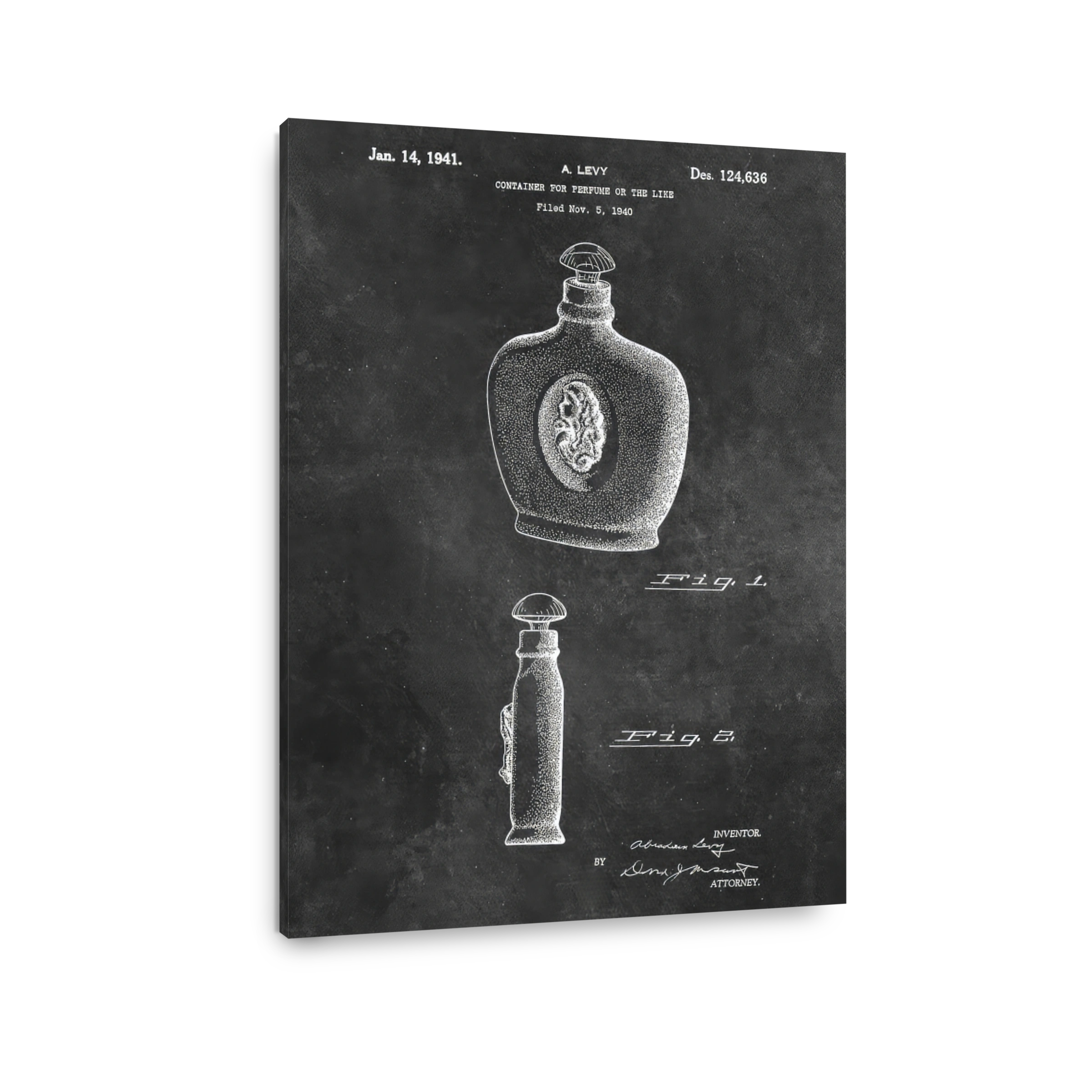 Vintage Perfume Bottle Blueprint Art