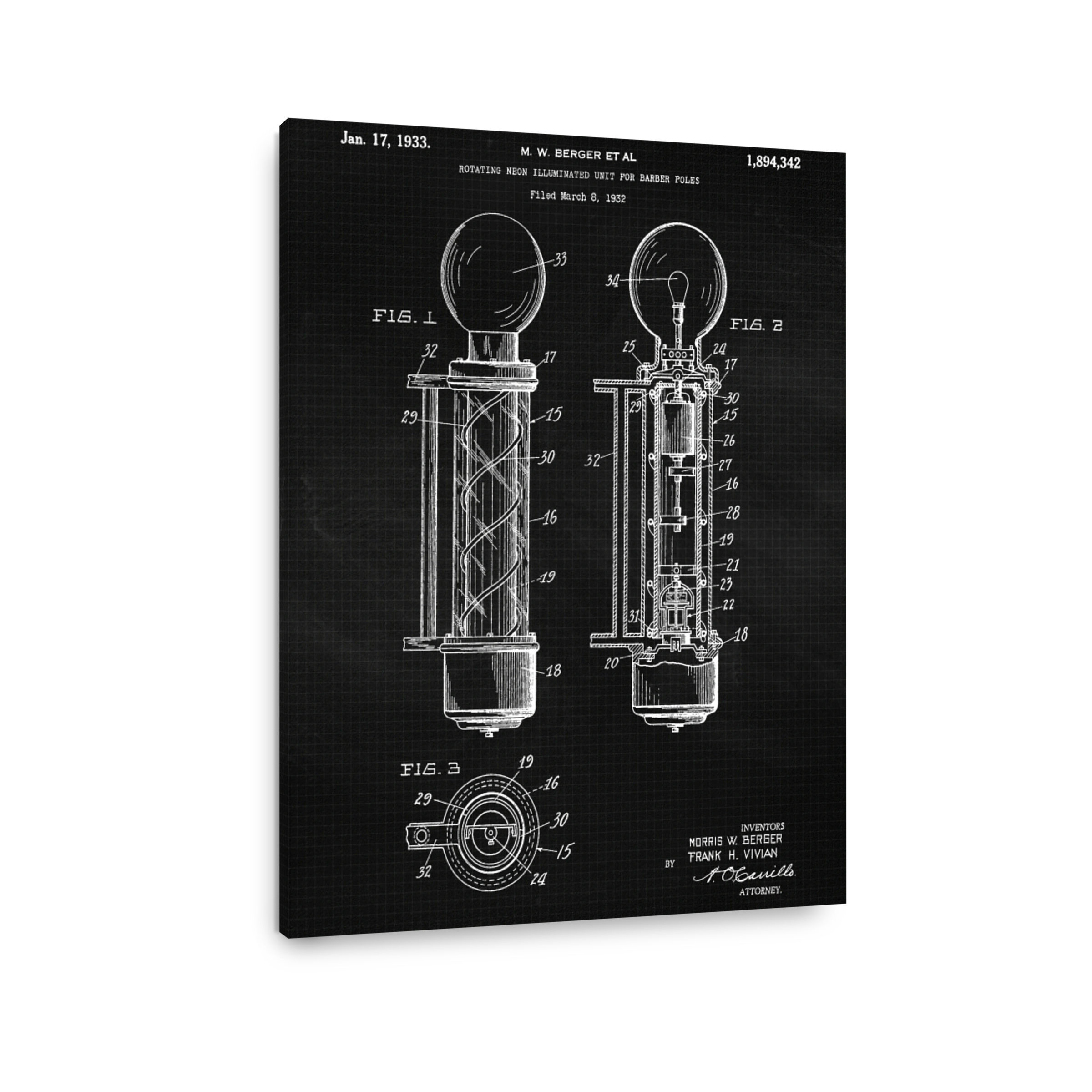 Barber Pole Blueprint Art
