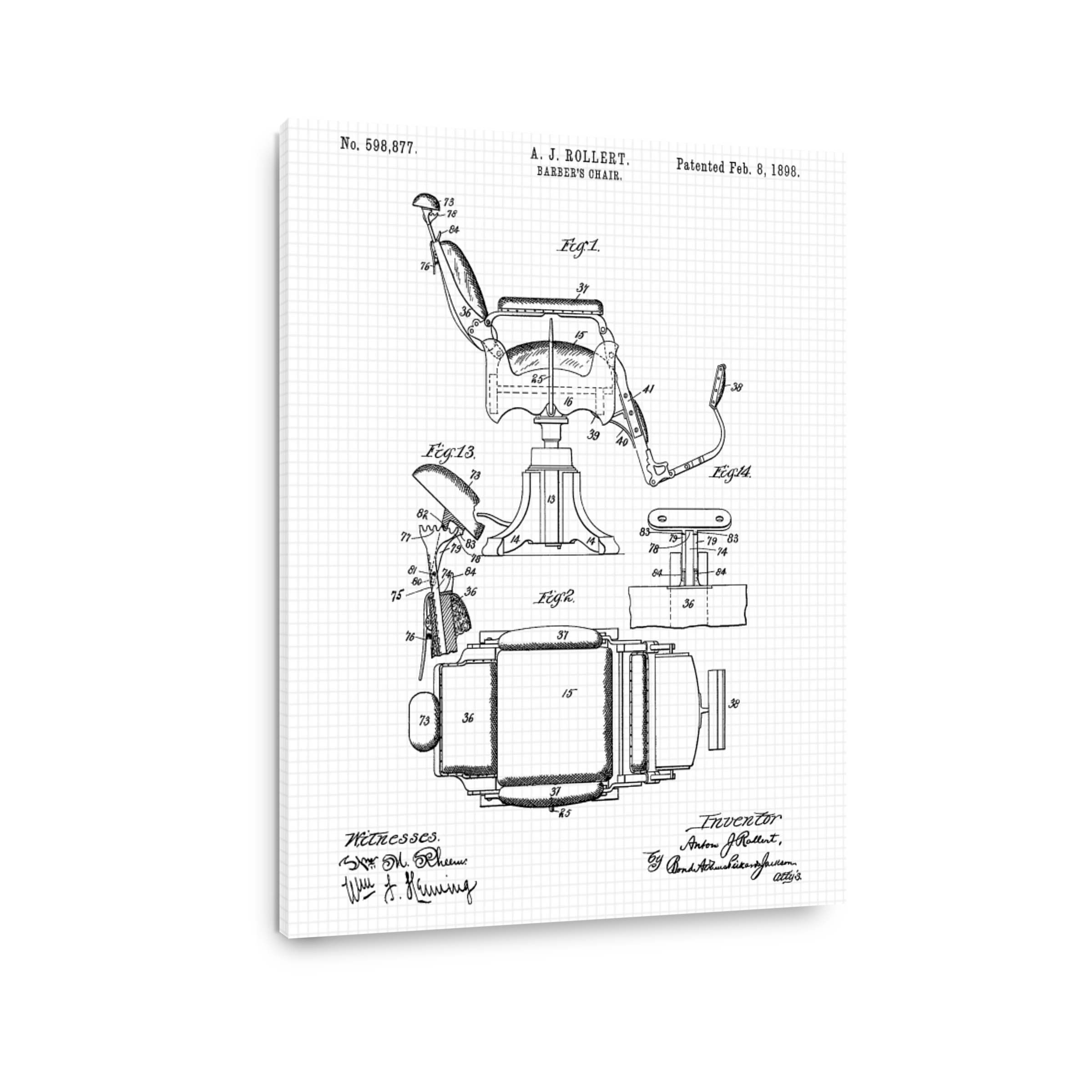 Vintage Barber's Chair Blueprint