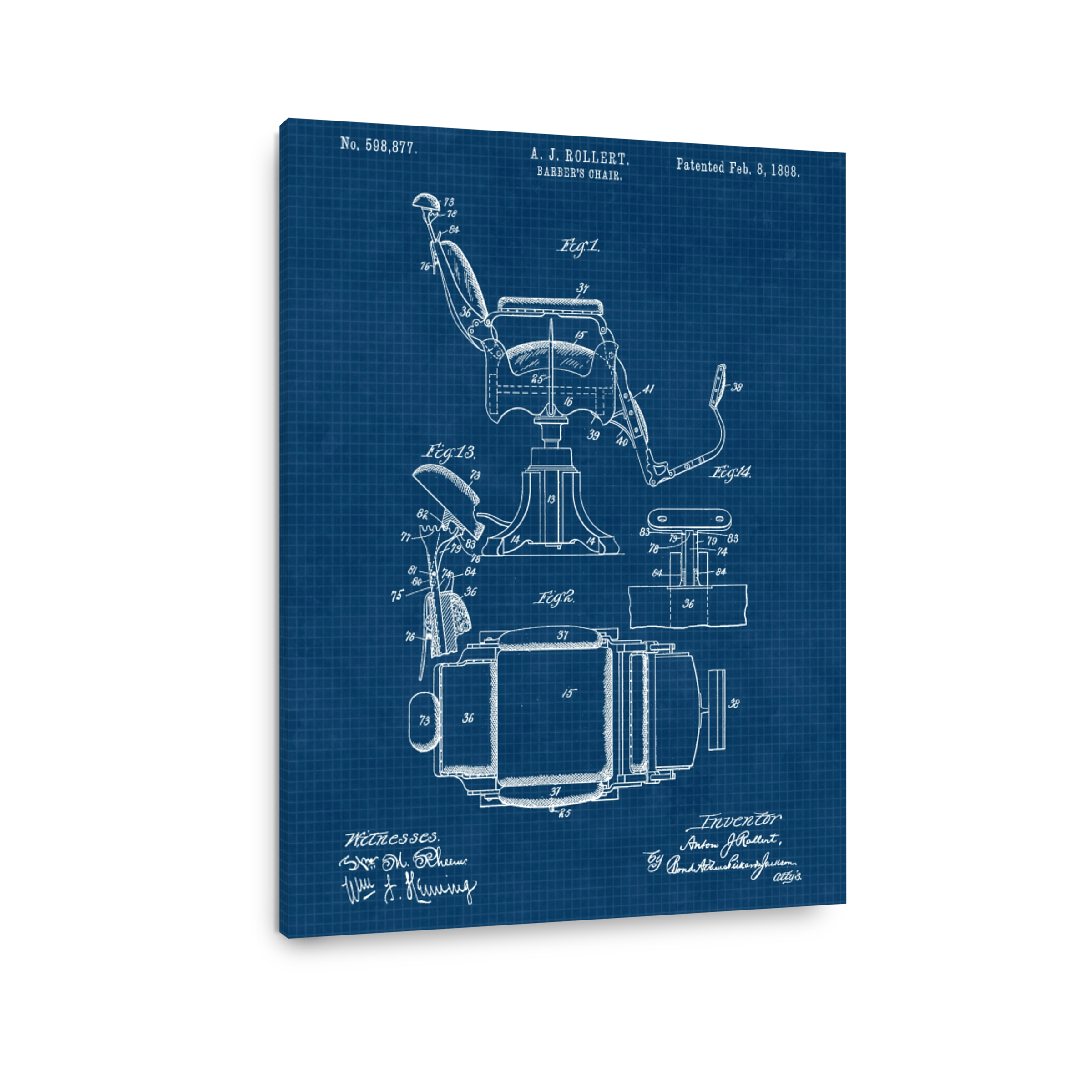 Antique Barber's Chair Blueprint Art