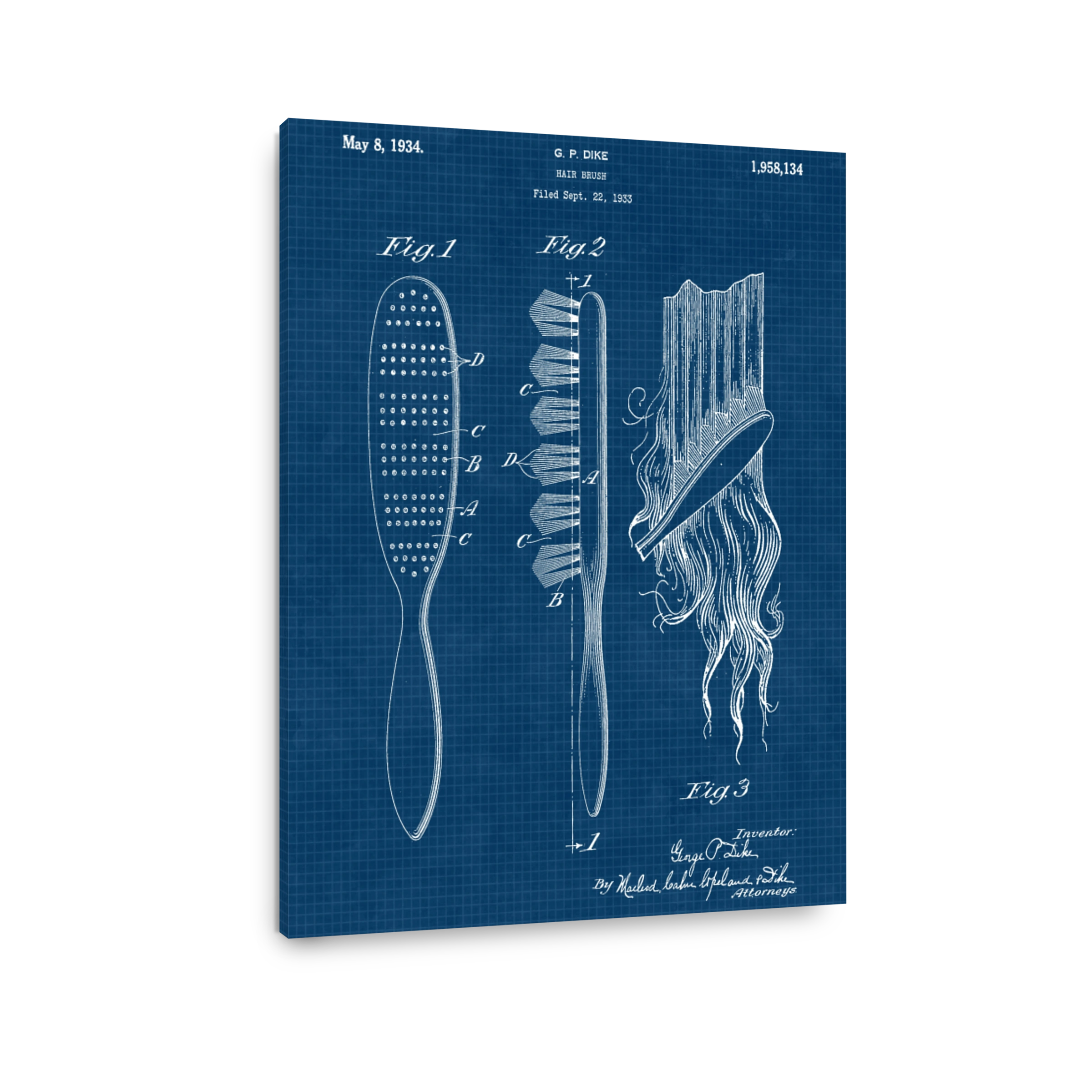 Vintage Hair Brush Patent Art