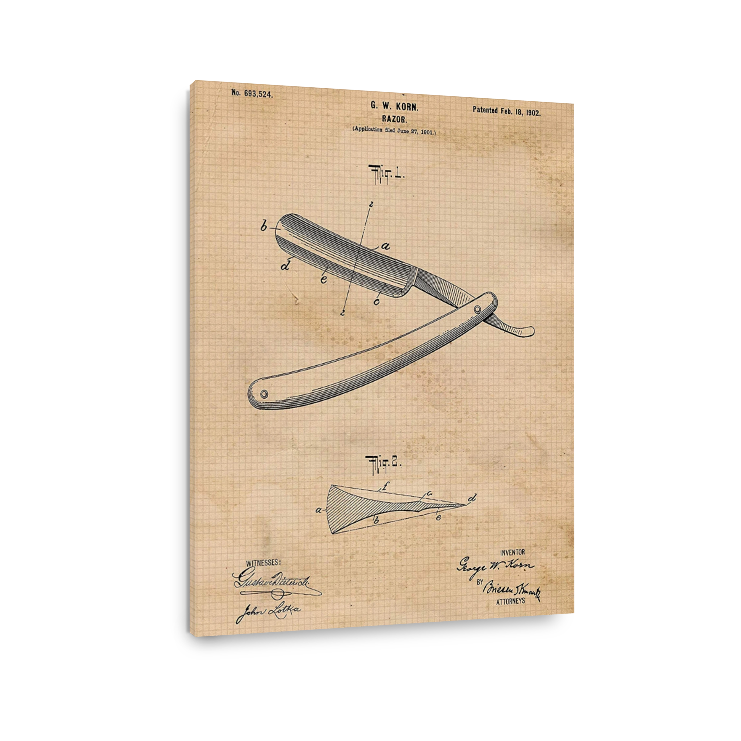 Vintage Razor Patent Drawing